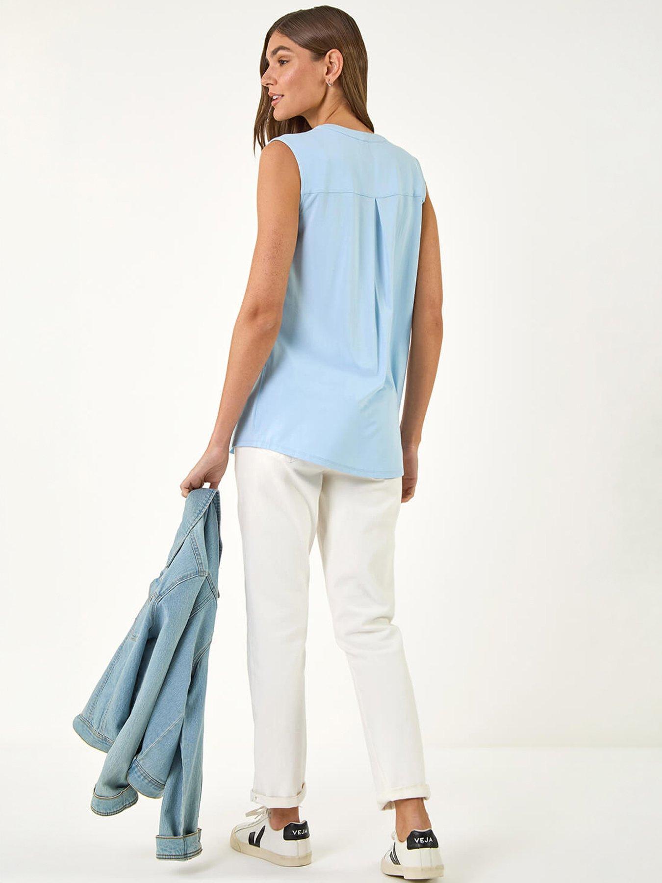 Image 4 of 5 of Roman Pintuck Notch Neck Top
