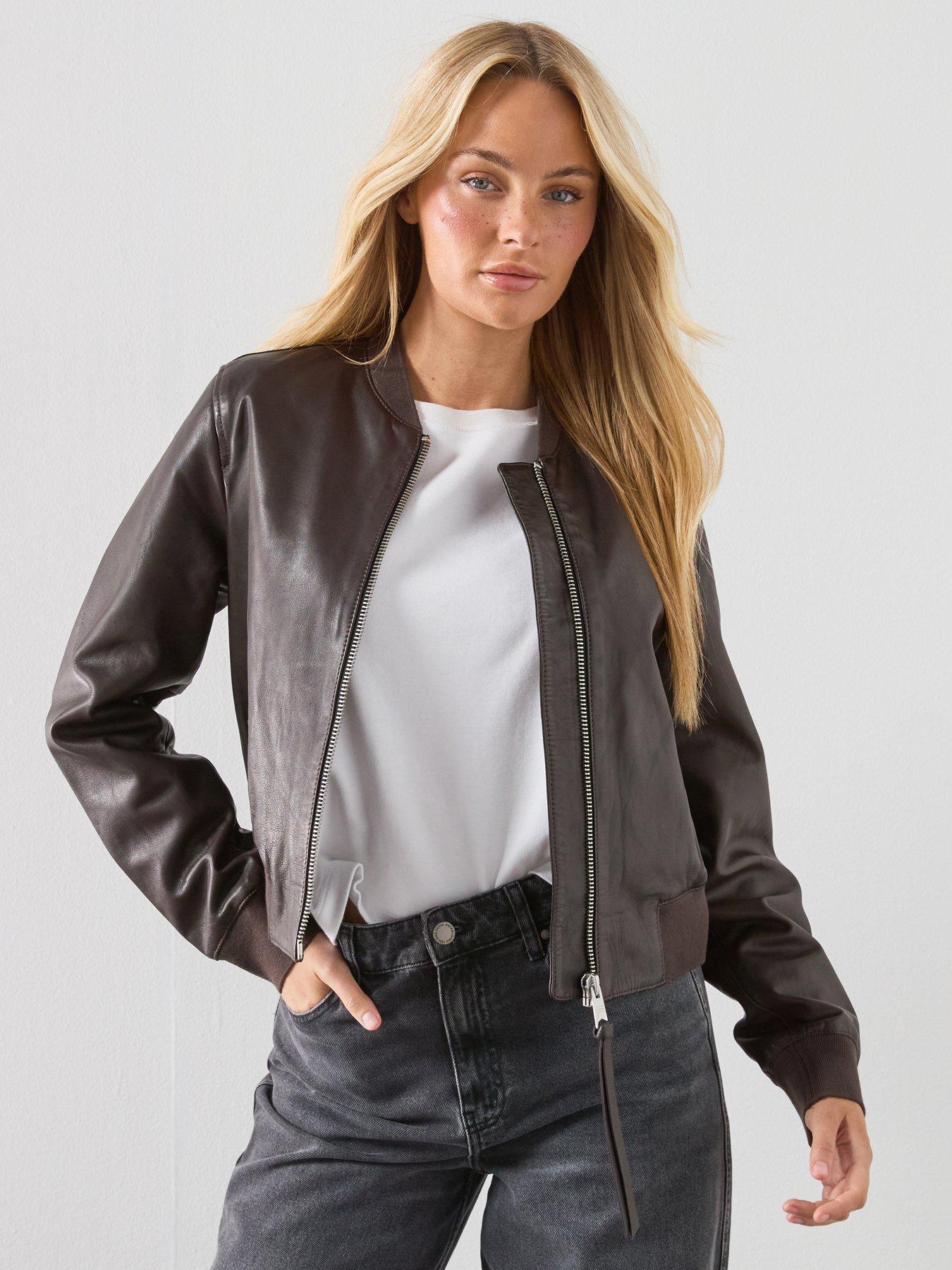 AllSaints Orten Leather Bomber Jacket - Oxblood Red
