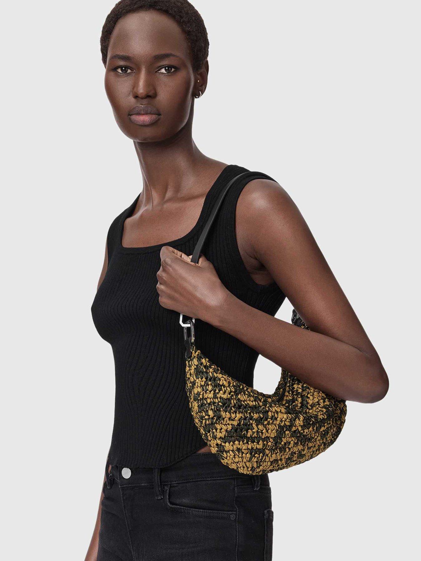 AllSaints Luna Micro Woven Paper Bag - Beige