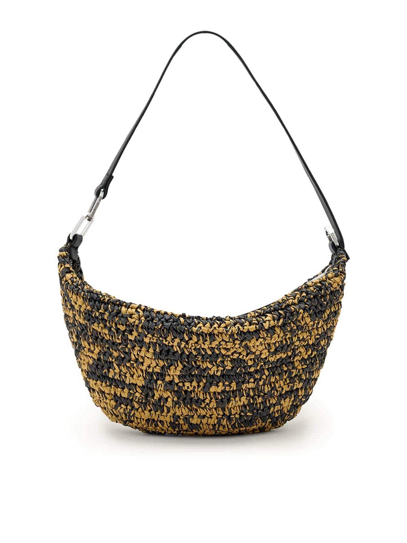 Image 2 of 5 of AllSaints Luna Micro Woven Paper Bag - Beige