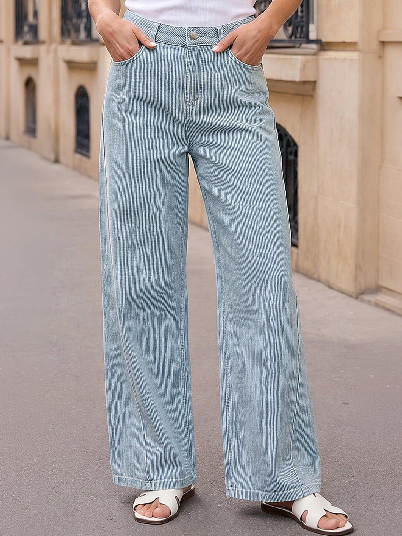 Image 1 of 5 of Roman Petite Stripe Cropped Jeans