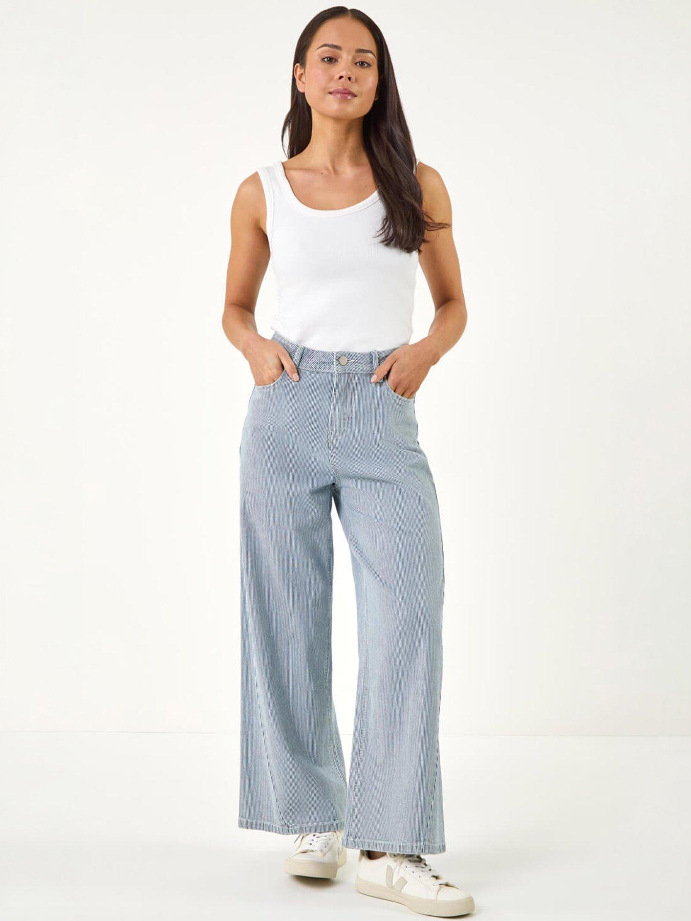 Image 5 of 5 of Roman Petite Stripe Cropped Jeans