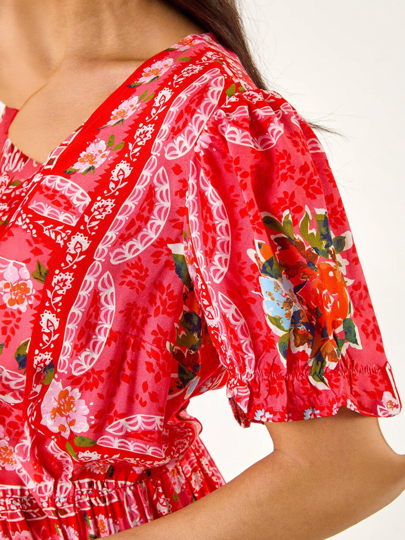 Image 2 of 5 of Roman Petite Abstract Print Midi Dress