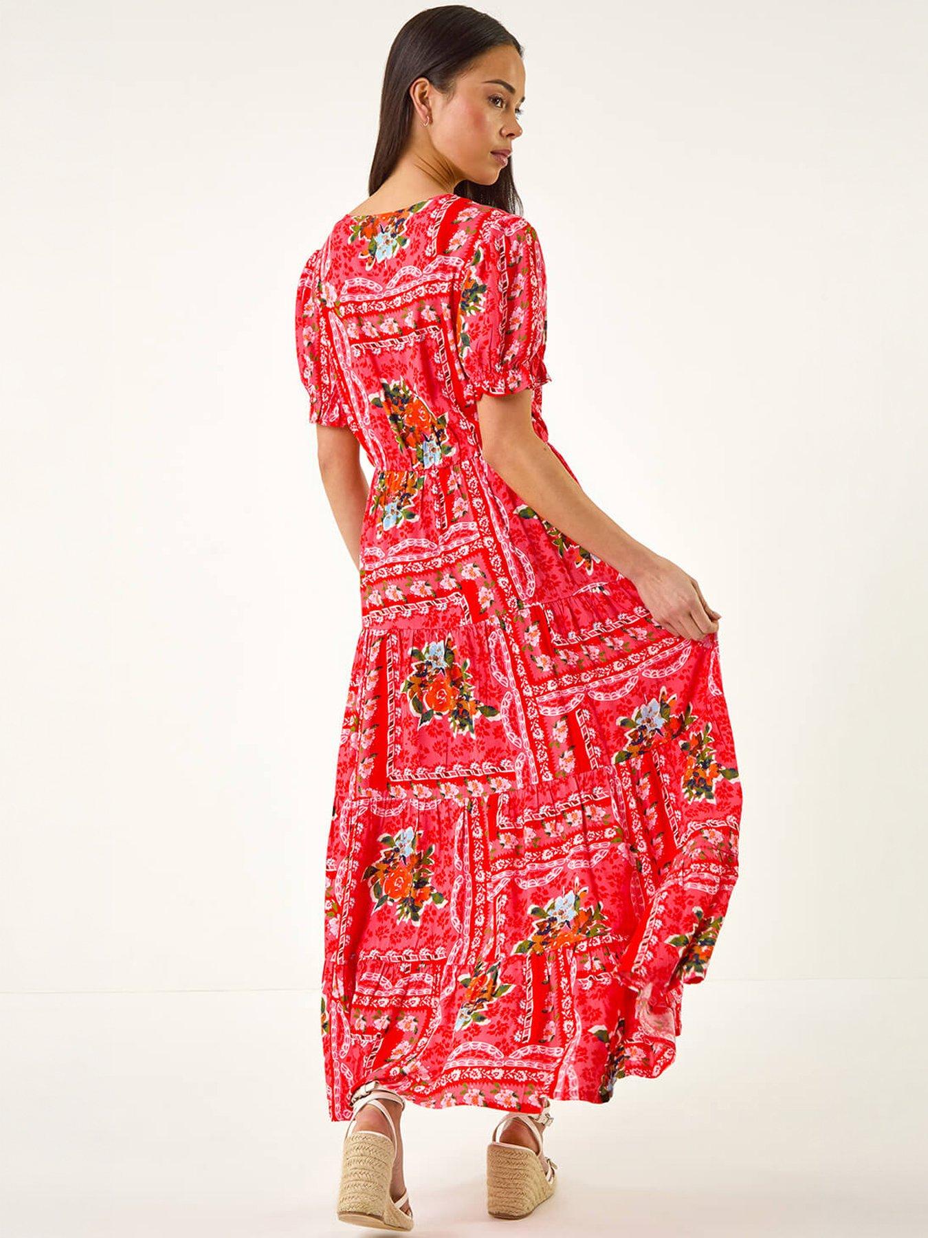 Image 4 of 5 of Roman Petite Abstract Print Midi Dress
