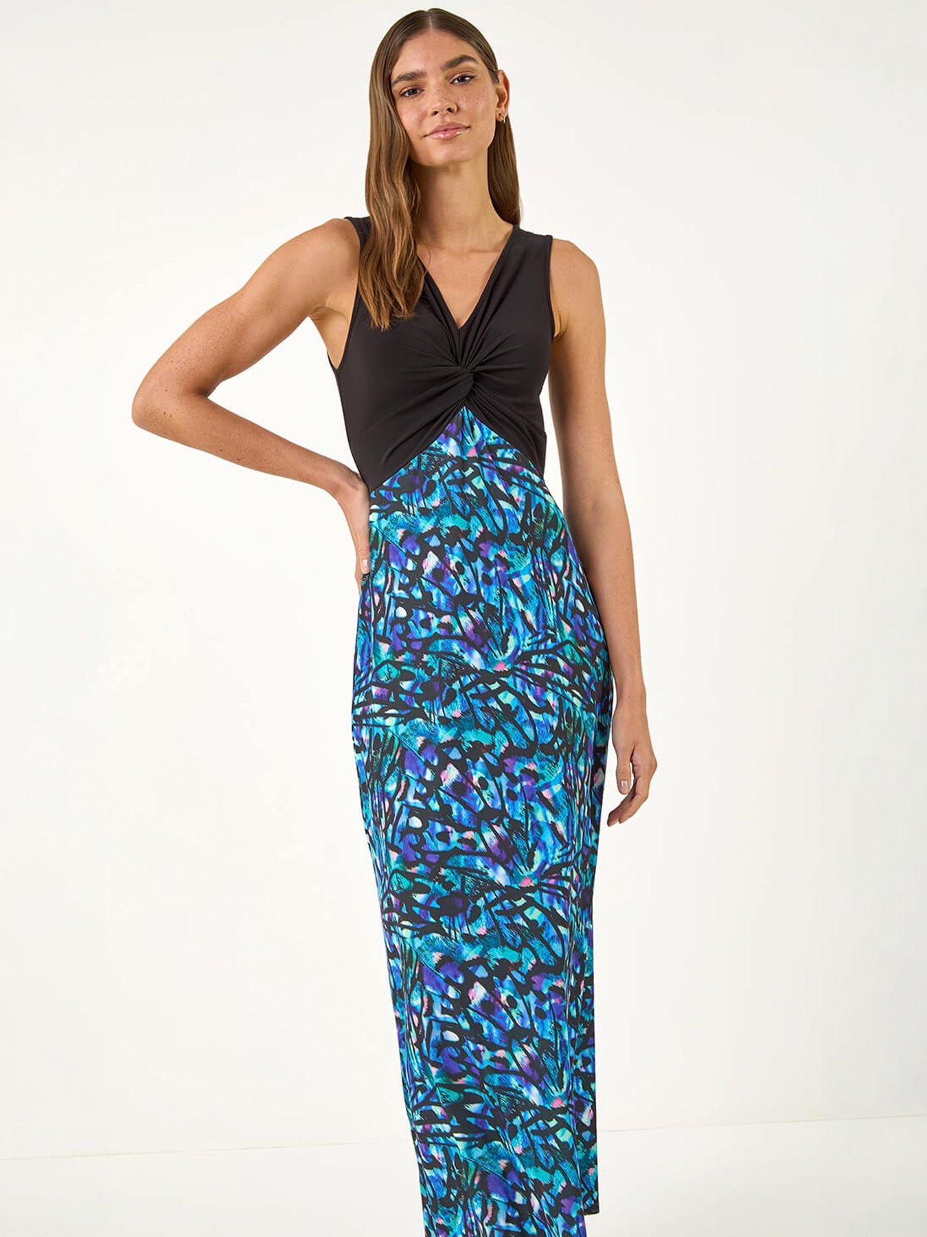 Roman Twist Front Stretch Midi Dress