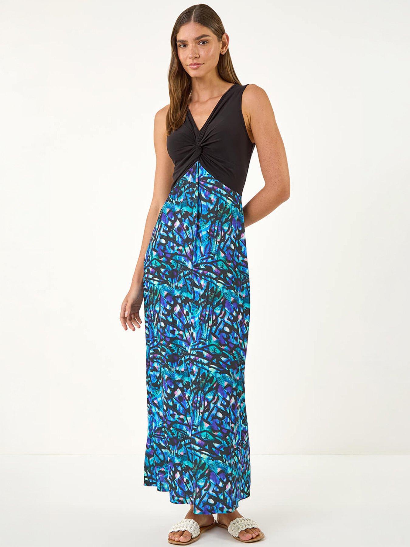 Image 5 of 5 of Roman Twist Front Stretch Midi Dress
