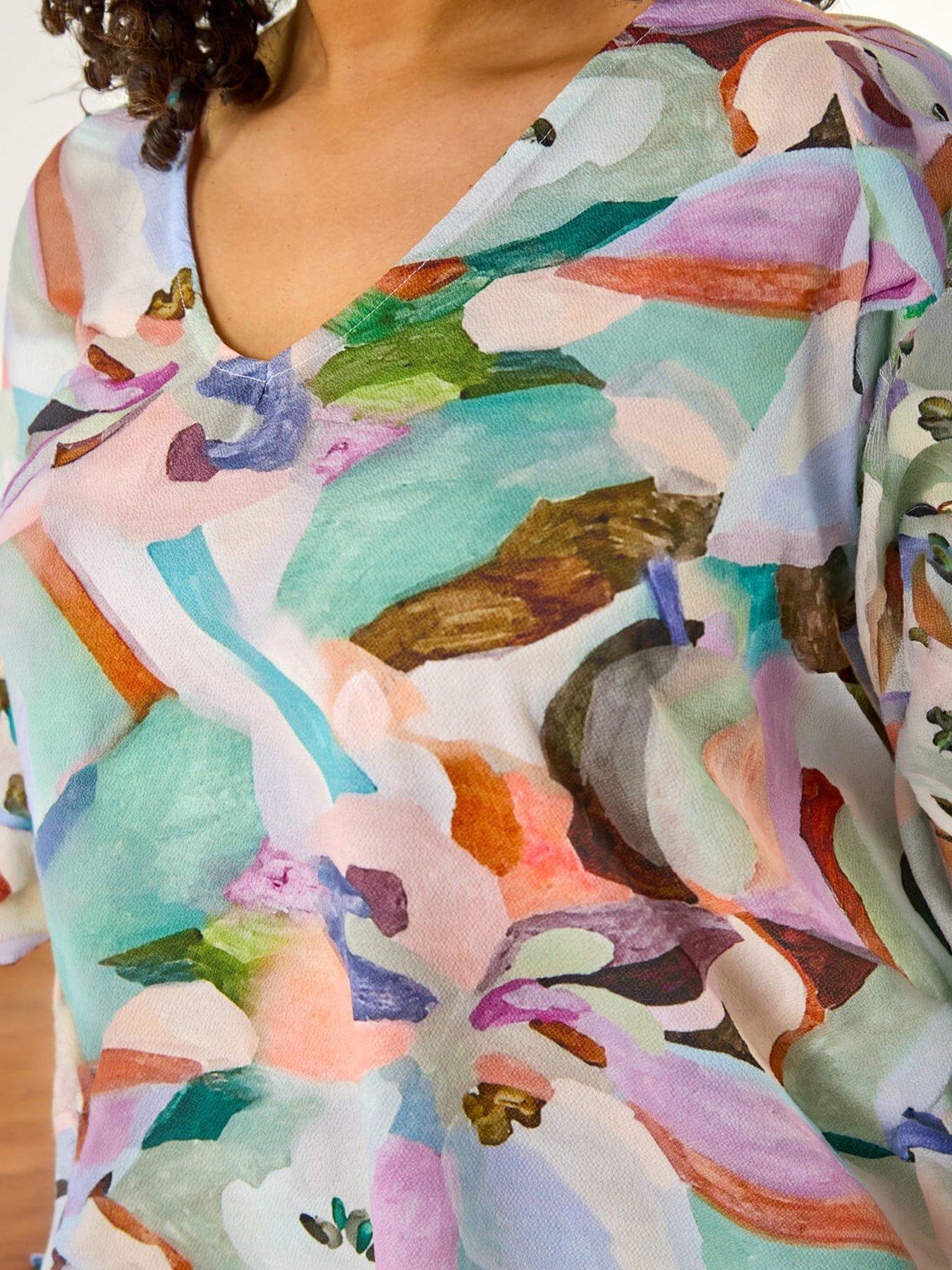 Image 2 of 5 of Roman Curve Abstract Print Top