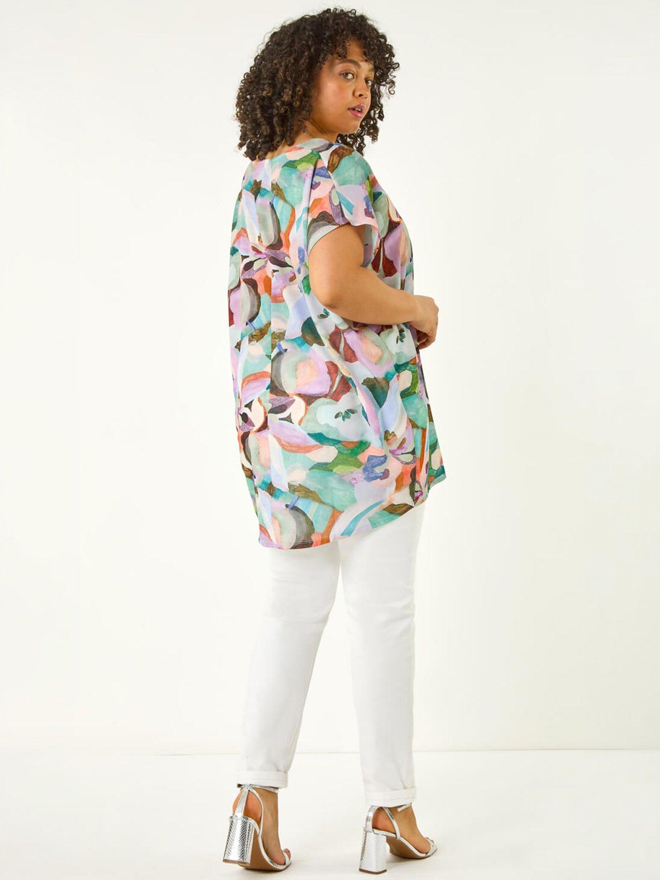 Image 4 of 5 of Roman Curve Abstract Print Top