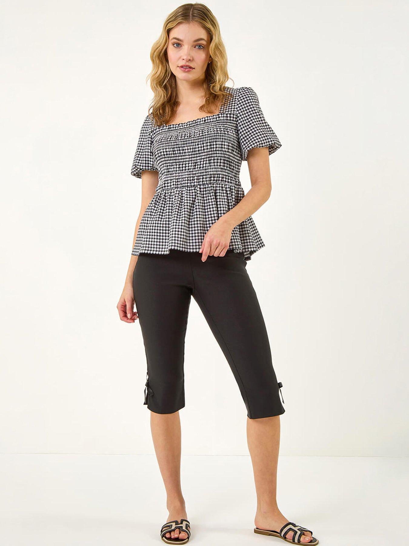 roman-dusk-gingham-shirred-peplum-topdetail