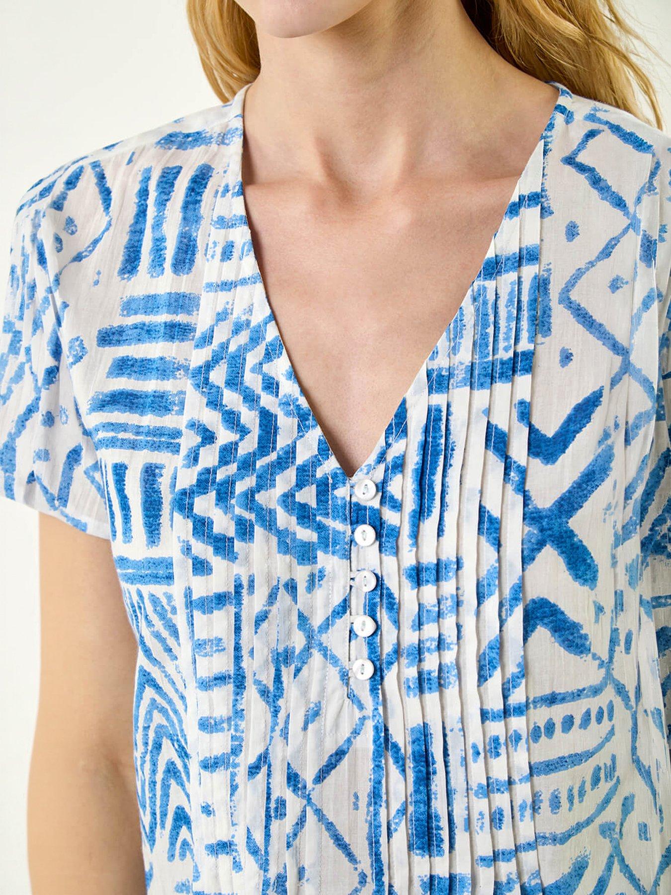 Image 2 of 5 of Roman Abstract Print V-neck Tunic Top
