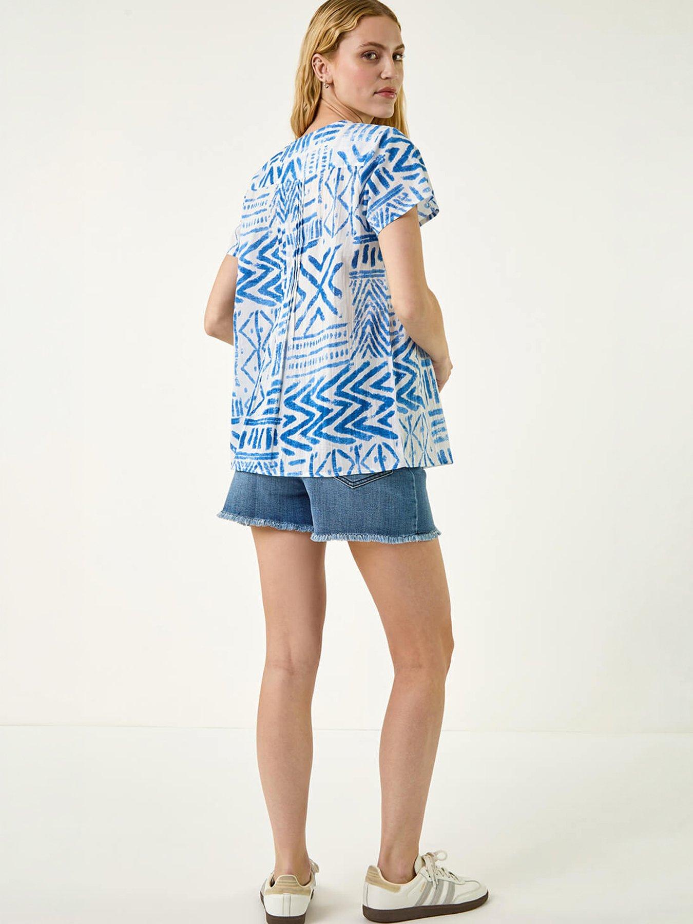 Image 4 of 5 of Roman Abstract Print V-neck Tunic Top