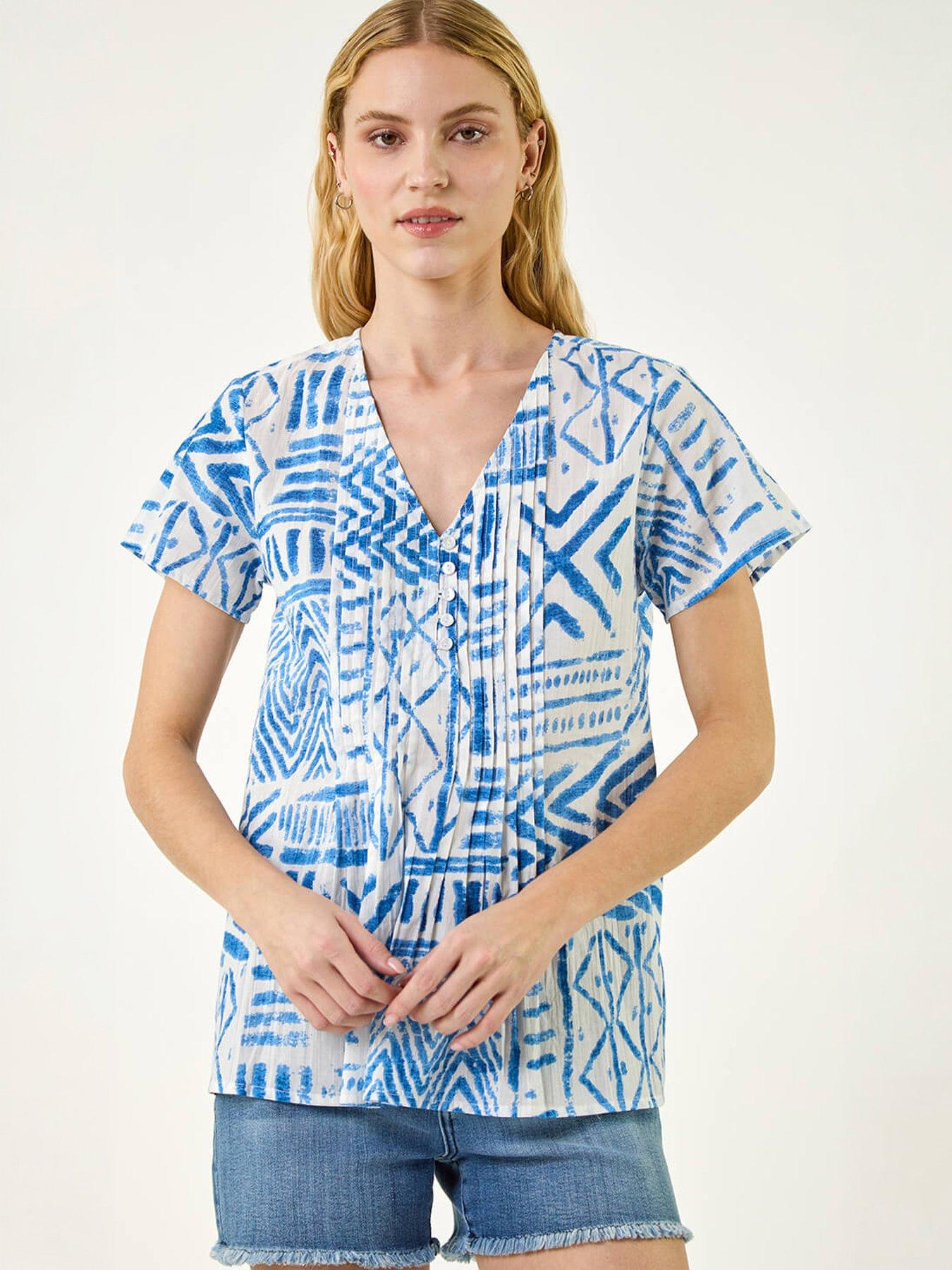 Image 5 of 5 of Roman Abstract Print V-neck Tunic Top