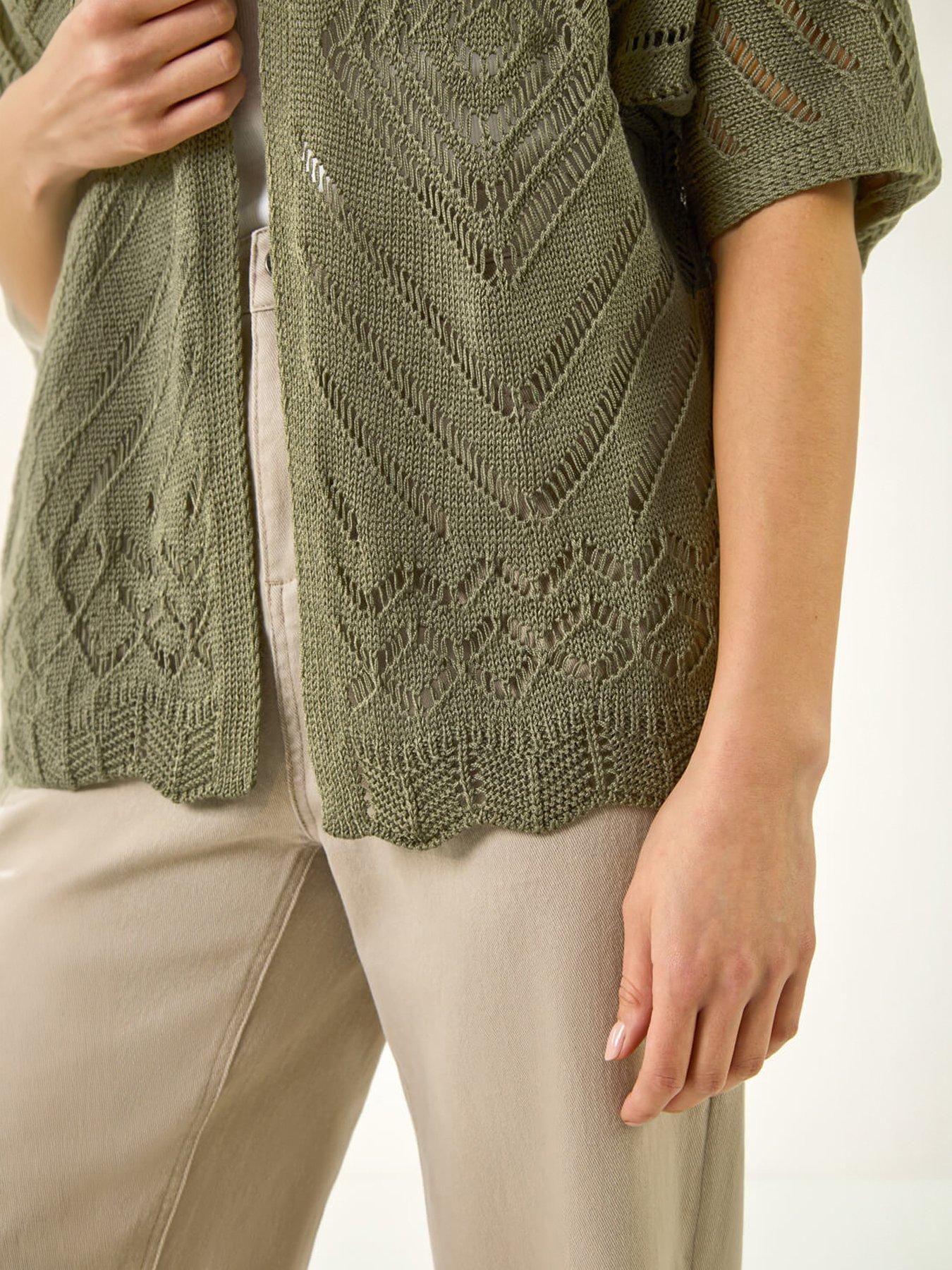 Image 2 of 5 of Roman Petite Pointelle Knit Cardigan