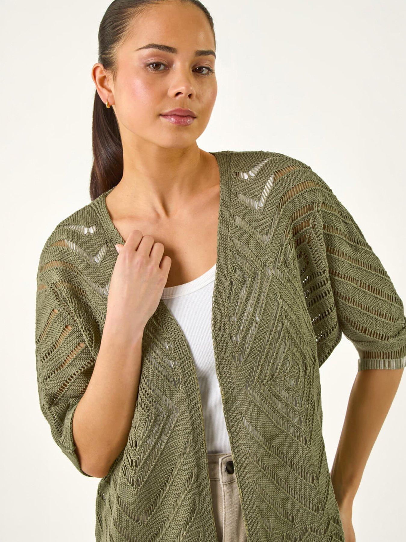 Image 3 of 5 of Roman Petite Pointelle Knit Cardigan