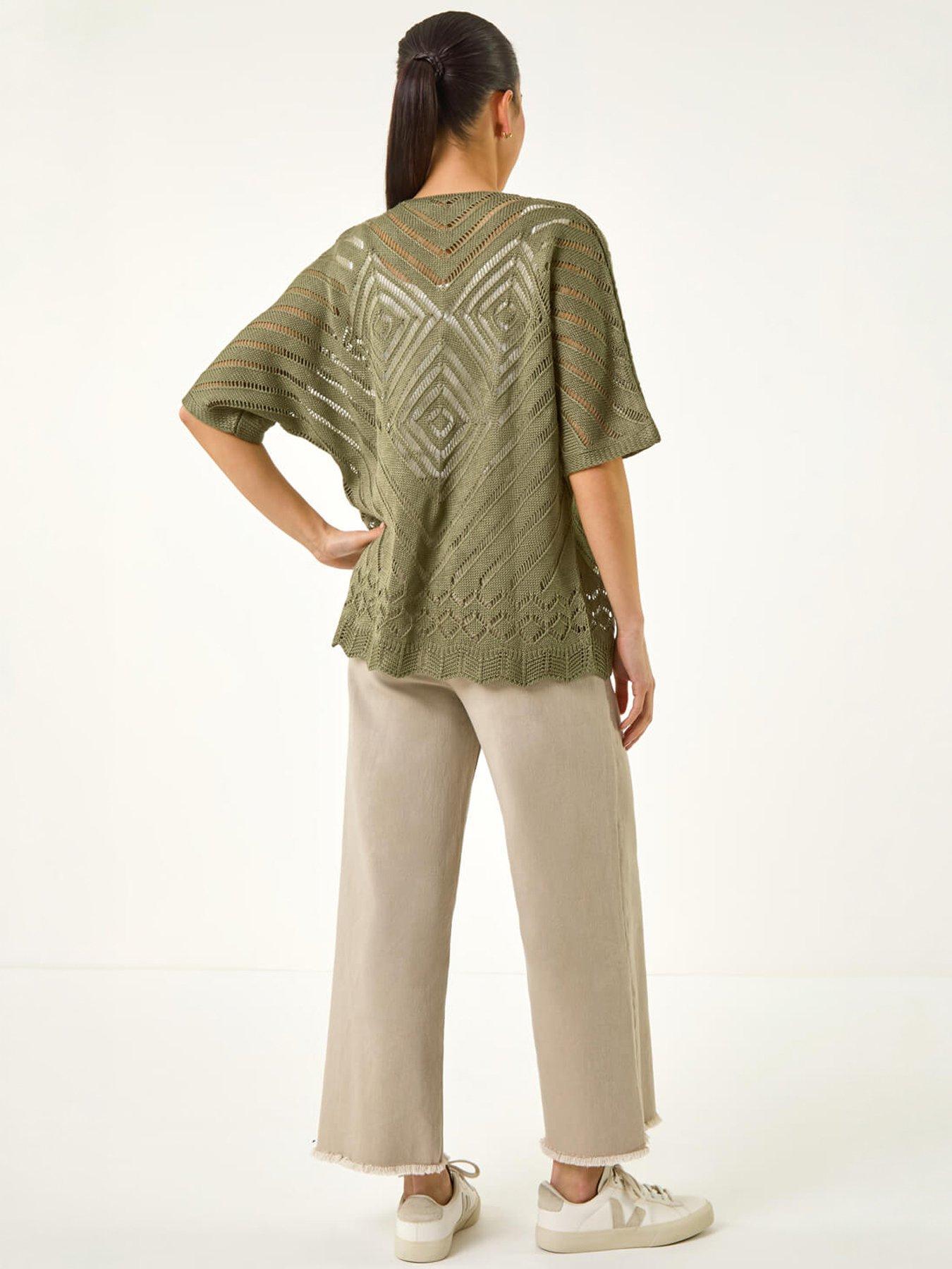 Image 4 of 5 of Roman Petite Pointelle Knit Cardigan