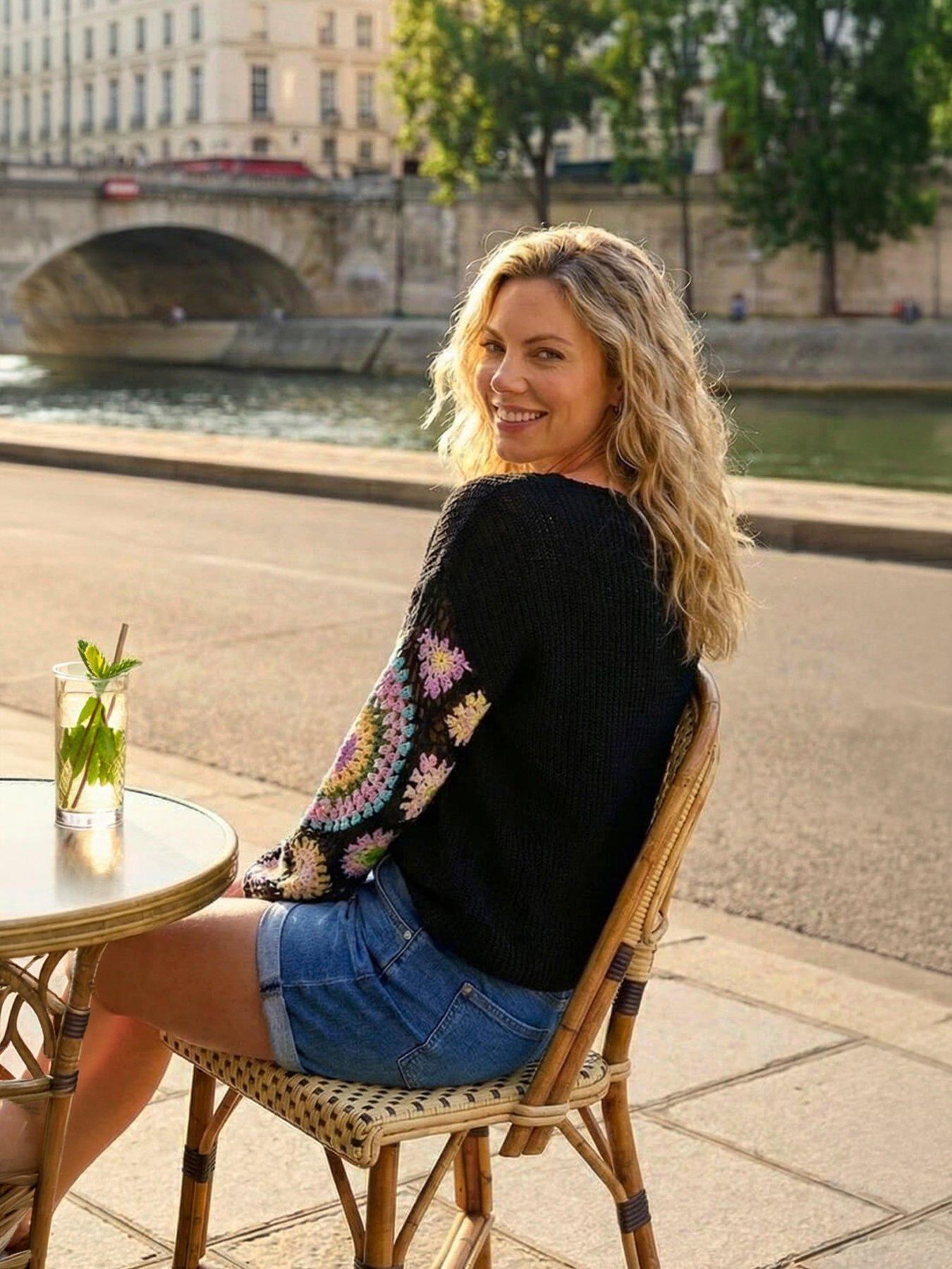Image 3 of 4 of Roman Crochet Sleeve Knit Jumper