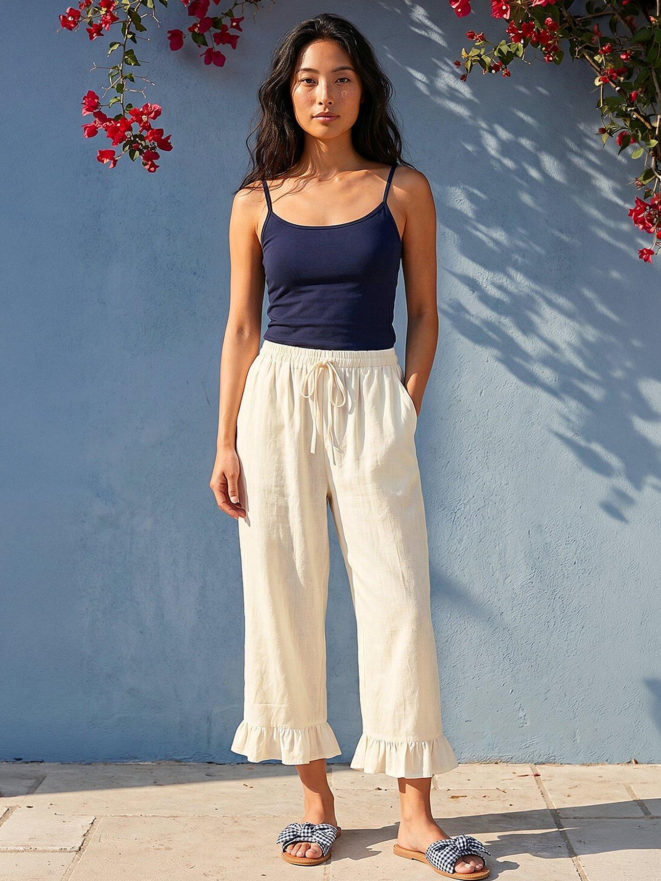 roman-petite-cotton-cropped-frill-hem-trouser
