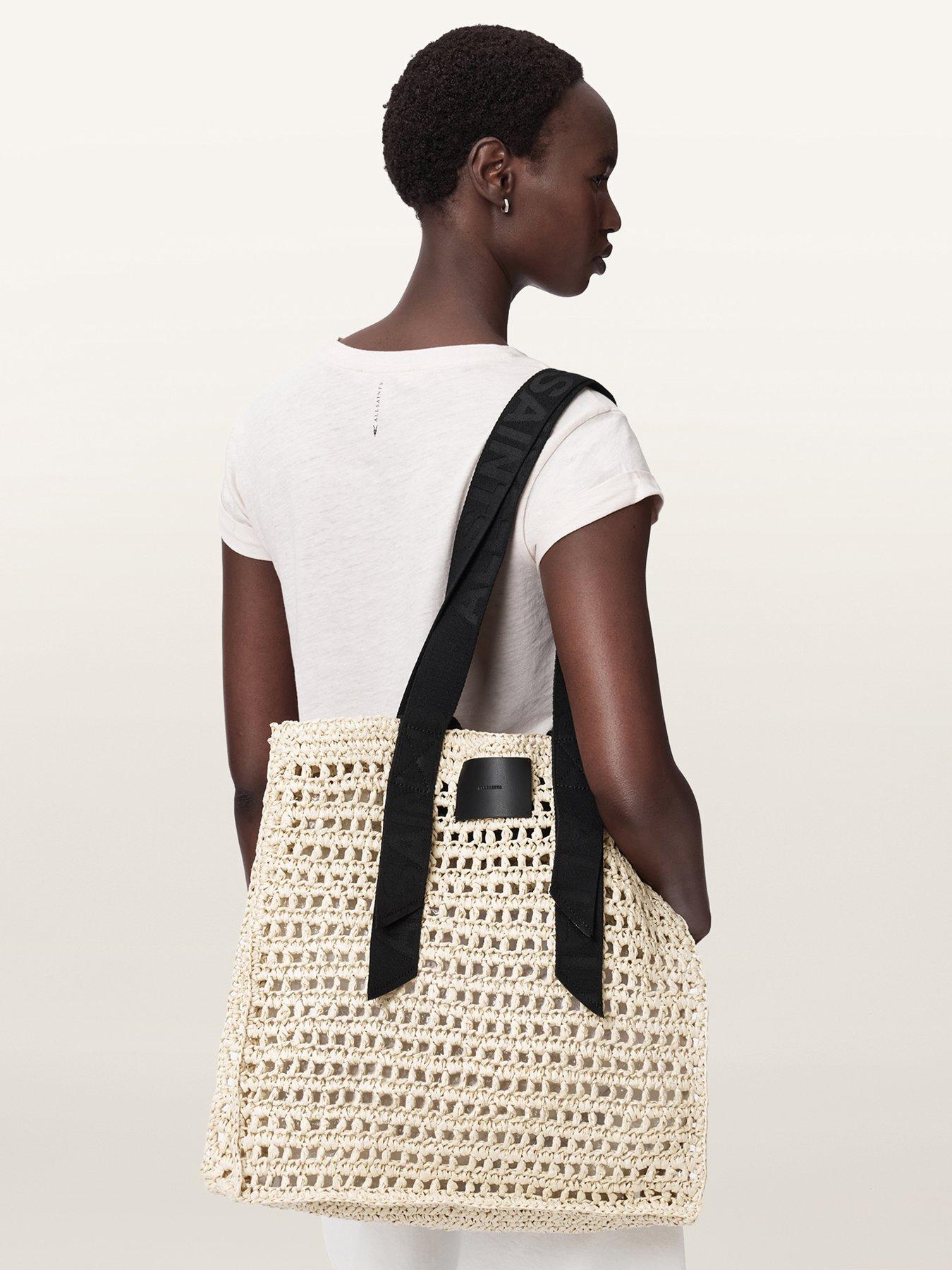 Image 2 of 5 of AllSaints Lullah Paper Mesh Tote Bag - White