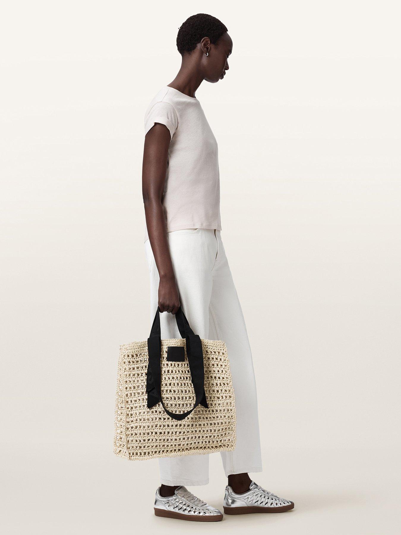 Image 4 of 5 of AllSaints Lullah Paper Mesh Tote Bag - White
