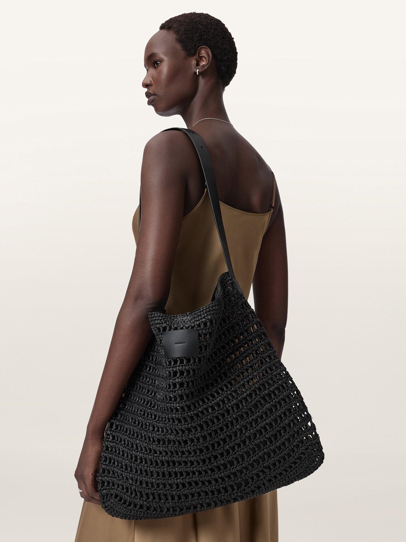 Image 2 of 5 of AllSaints Asha Paper Mesh Shoulder Bag - Black