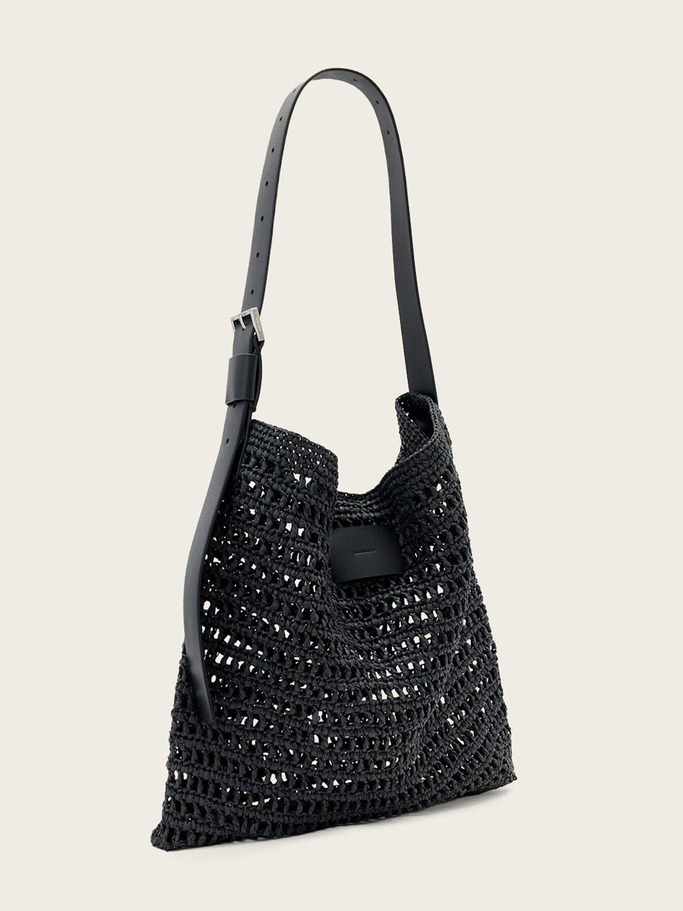 Image 4 of 5 of AllSaints Asha Paper Mesh Shoulder Bag - Black
