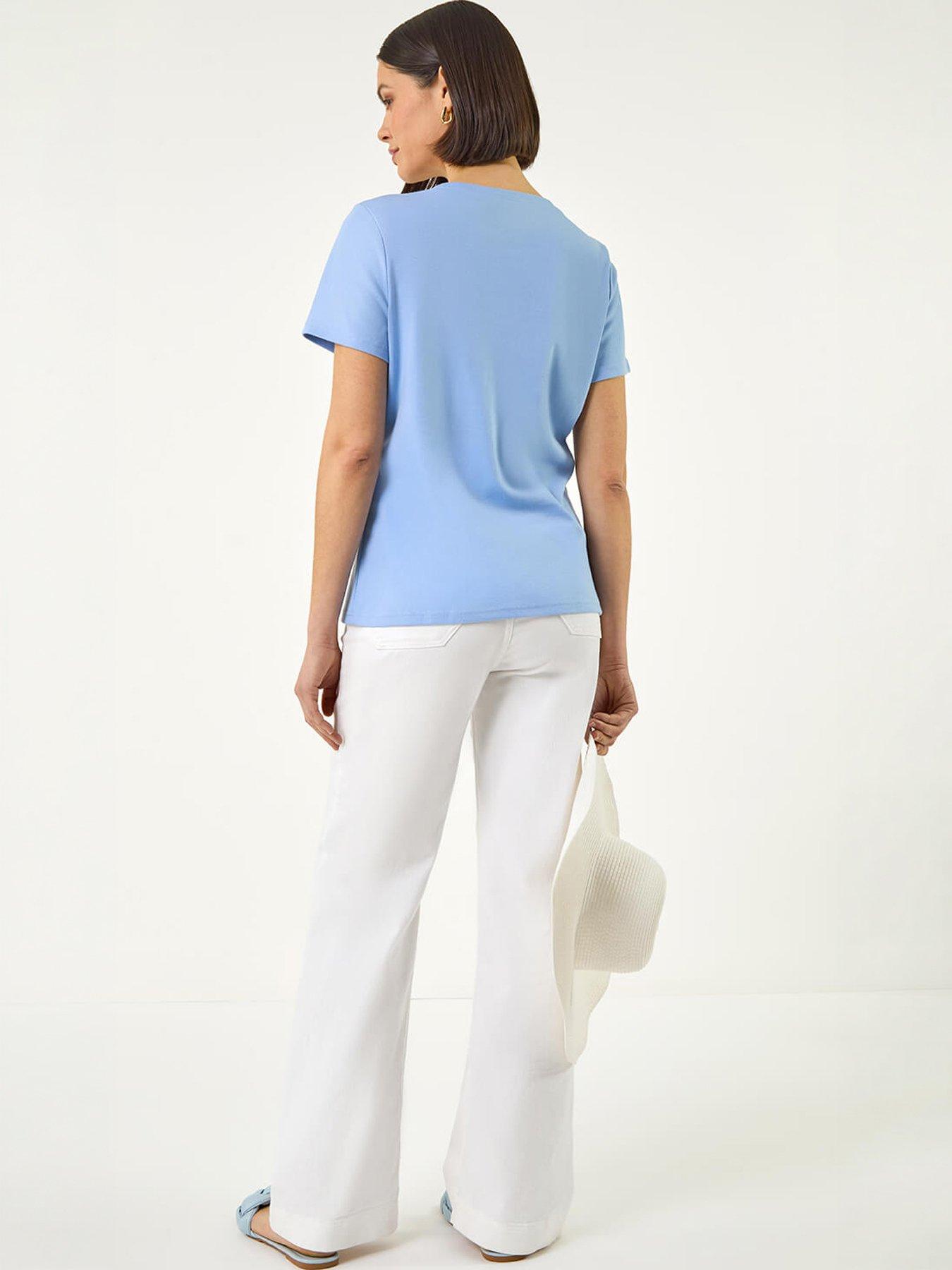 Image 4 of 5 of Roman Embellished Flower Cotton T-shirt
