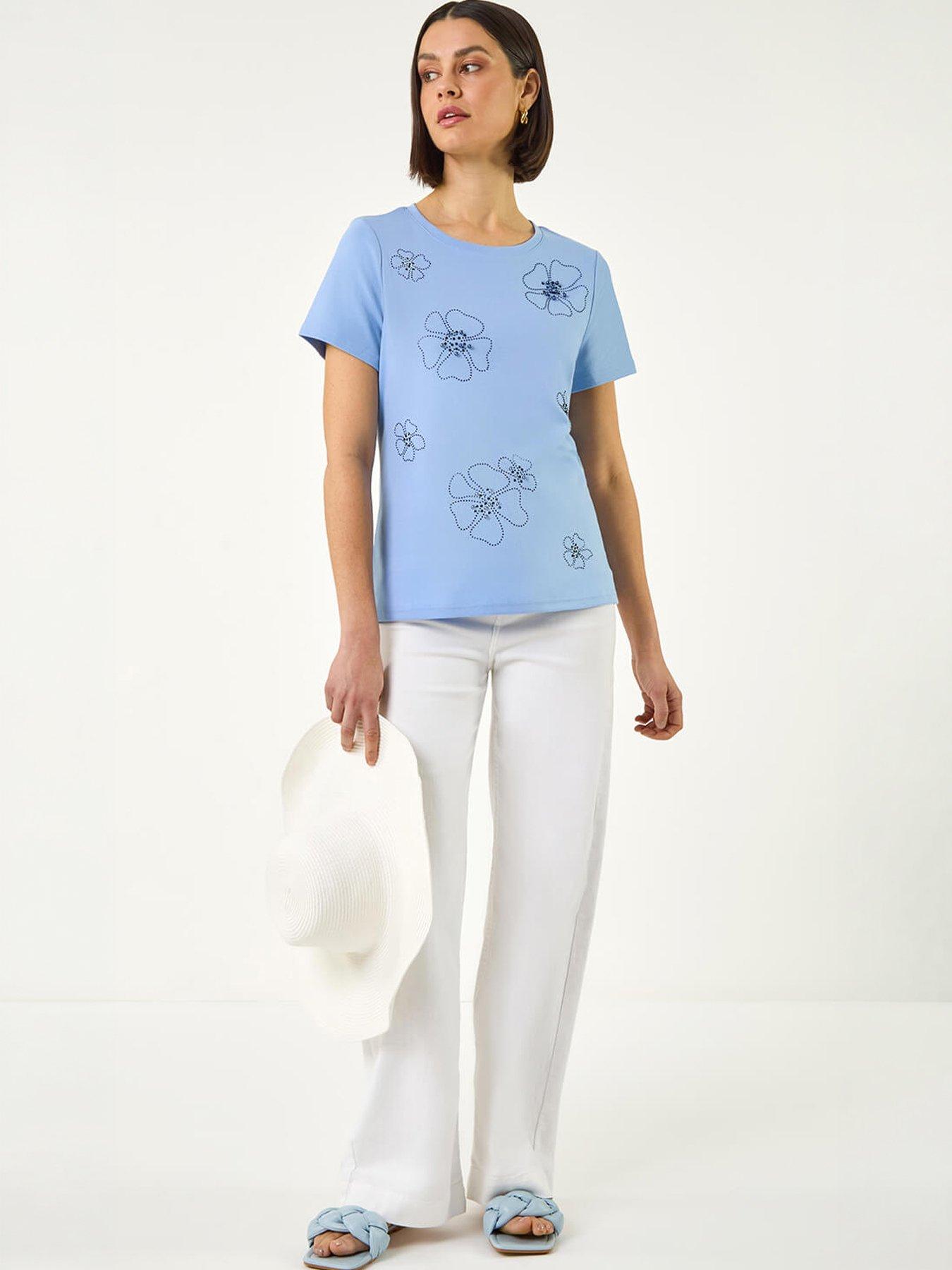 Image 5 of 5 of Roman Embellished Flower Cotton T-shirt