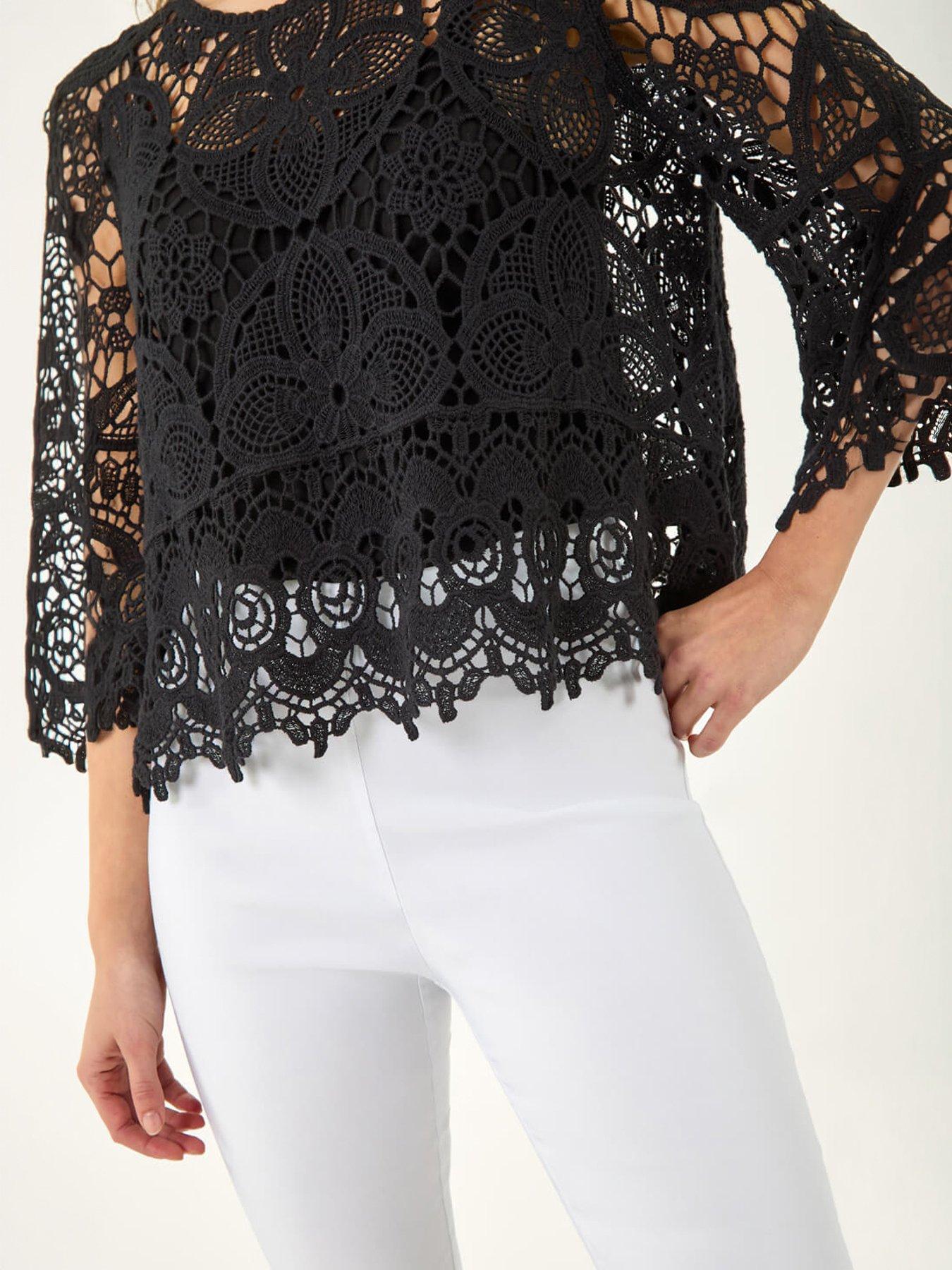 Image 2 of 5 of Roman Dusk Floral Crochet Top