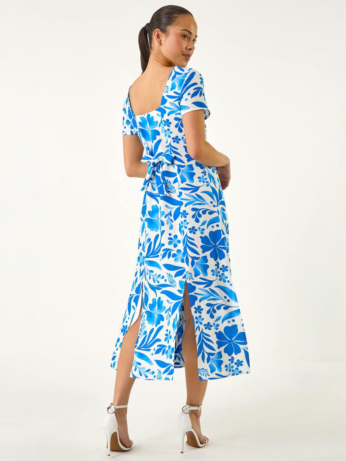 Image 4 of 5 of Roman Petite Floral Button Front Midi Dress