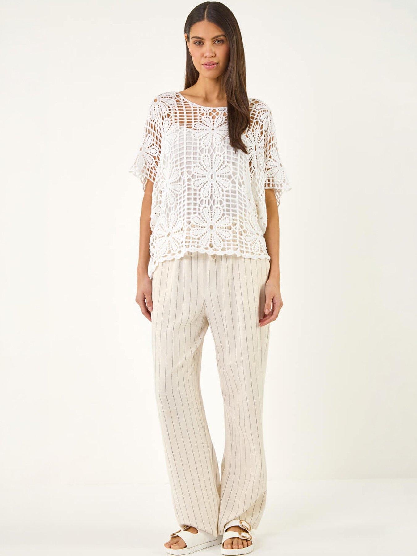 Image 5 of 5 of Roman Floral Crochet Knit Top