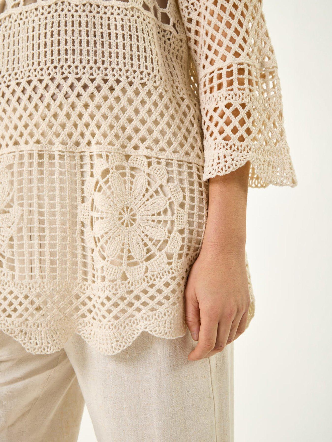 Image 2 of 5 of Roman Floral Crochet Tunic Top