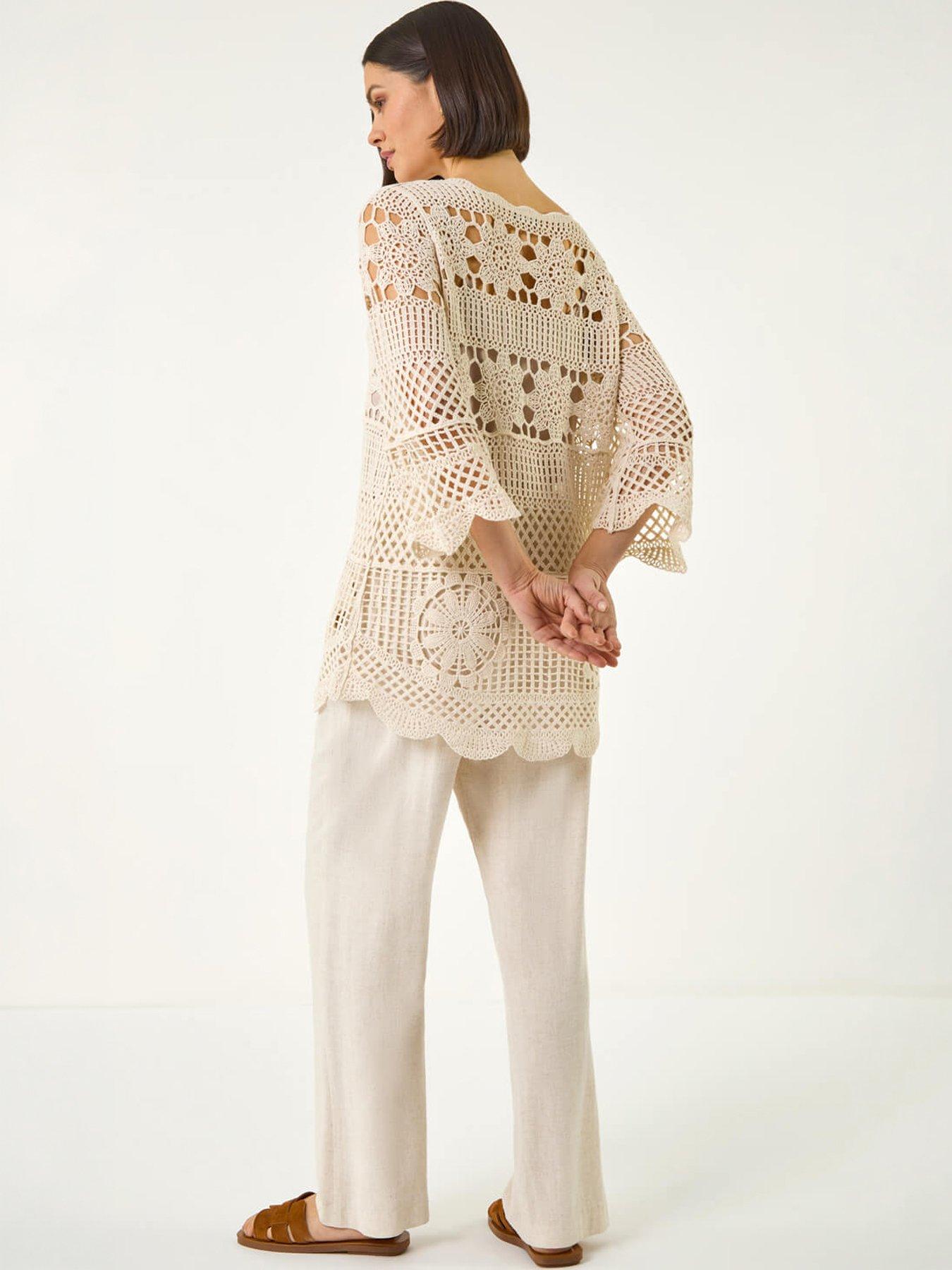 Image 4 of 5 of Roman Floral Crochet Tunic Top