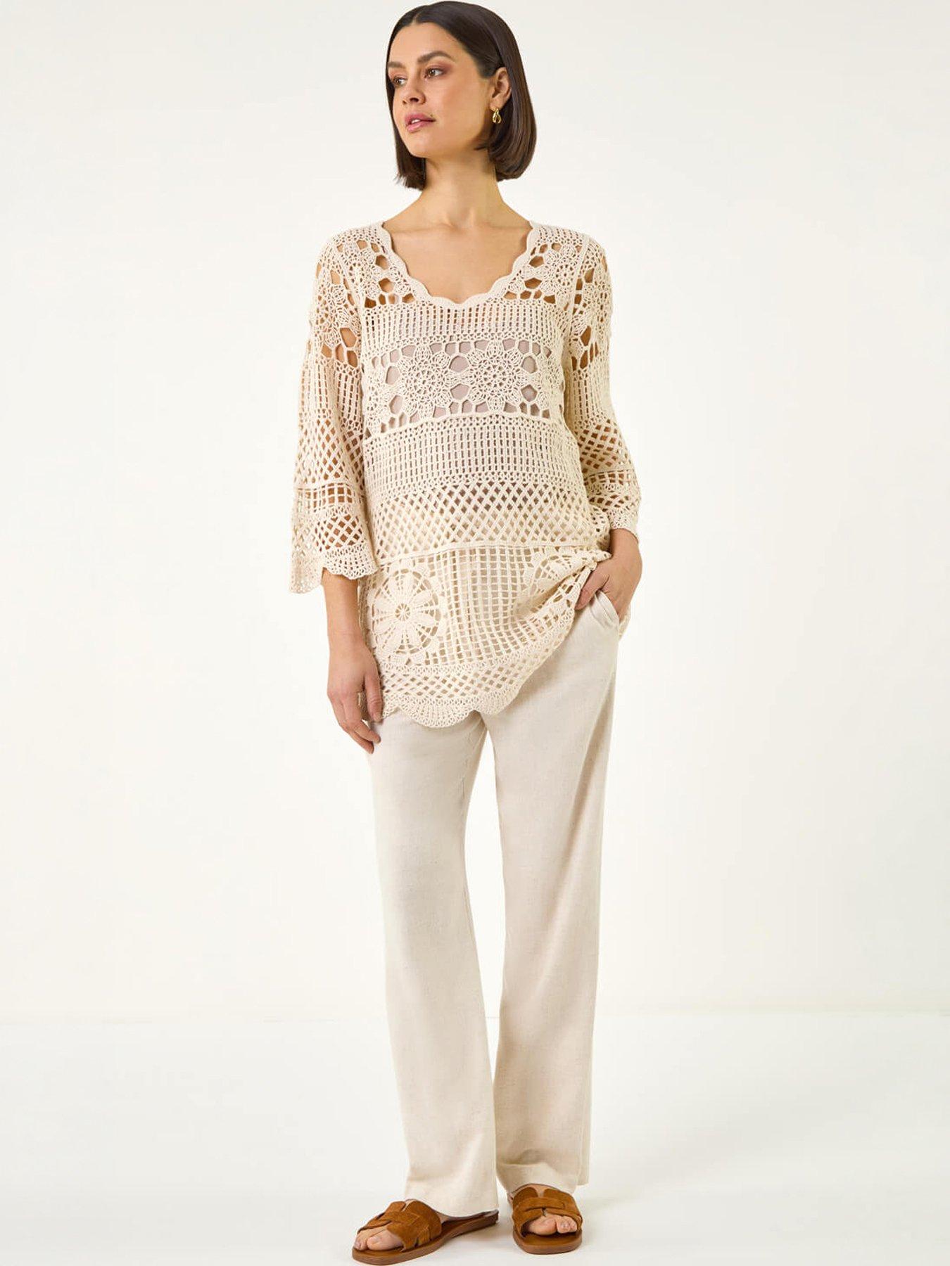 Image 5 of 5 of Roman Floral Crochet Tunic Top