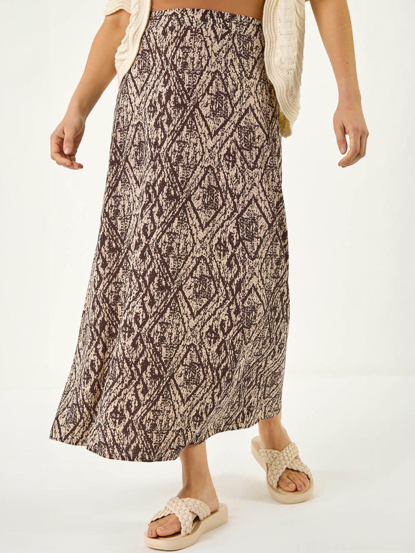 Image 1 of 5 of Roman Abstract Diamond Print Midi Skirt