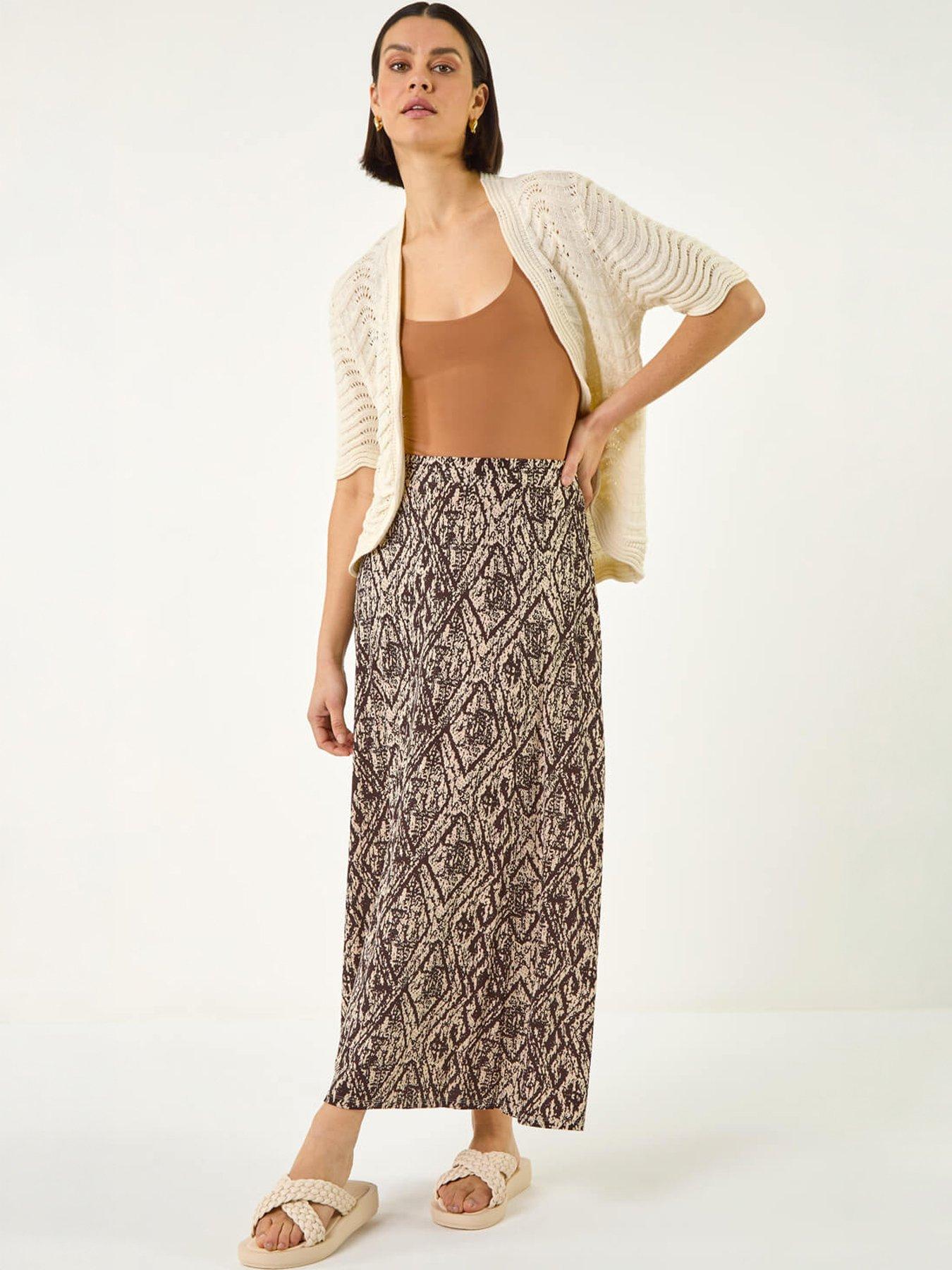 Image 3 of 5 of Roman Abstract Diamond Print Midi Skirt