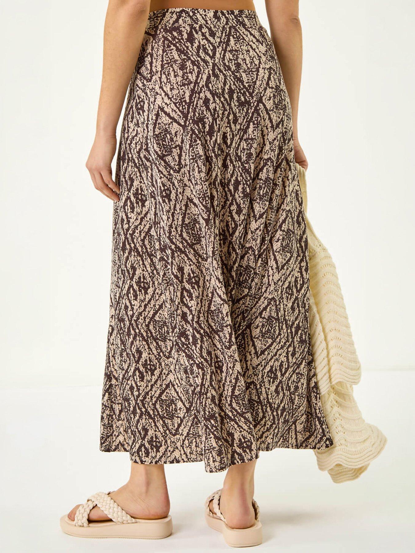 Image 4 of 5 of Roman Abstract Diamond Print Midi Skirt