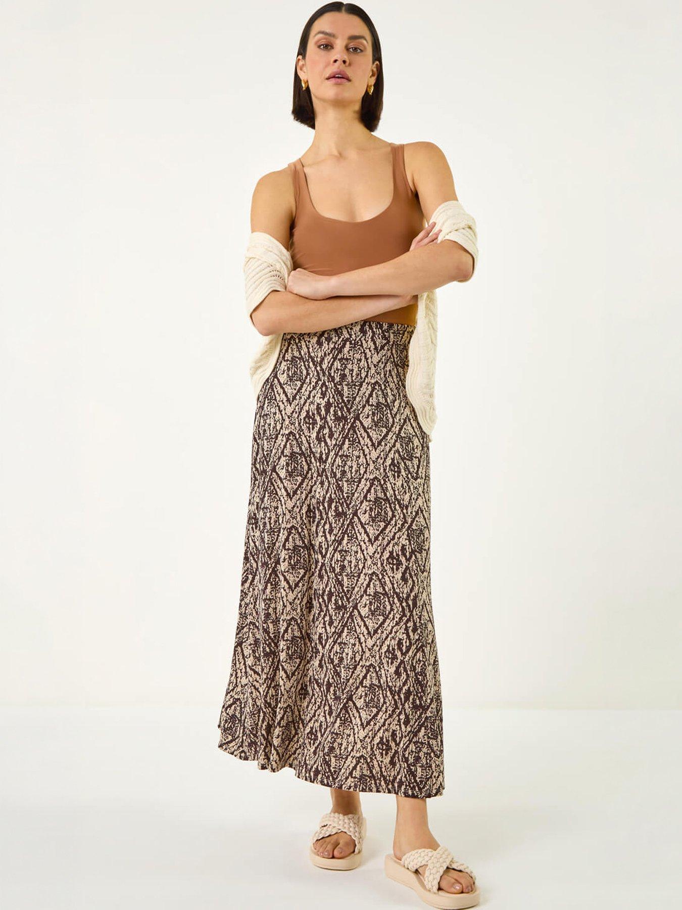Image 5 of 5 of Roman Abstract Diamond Print Midi Skirt