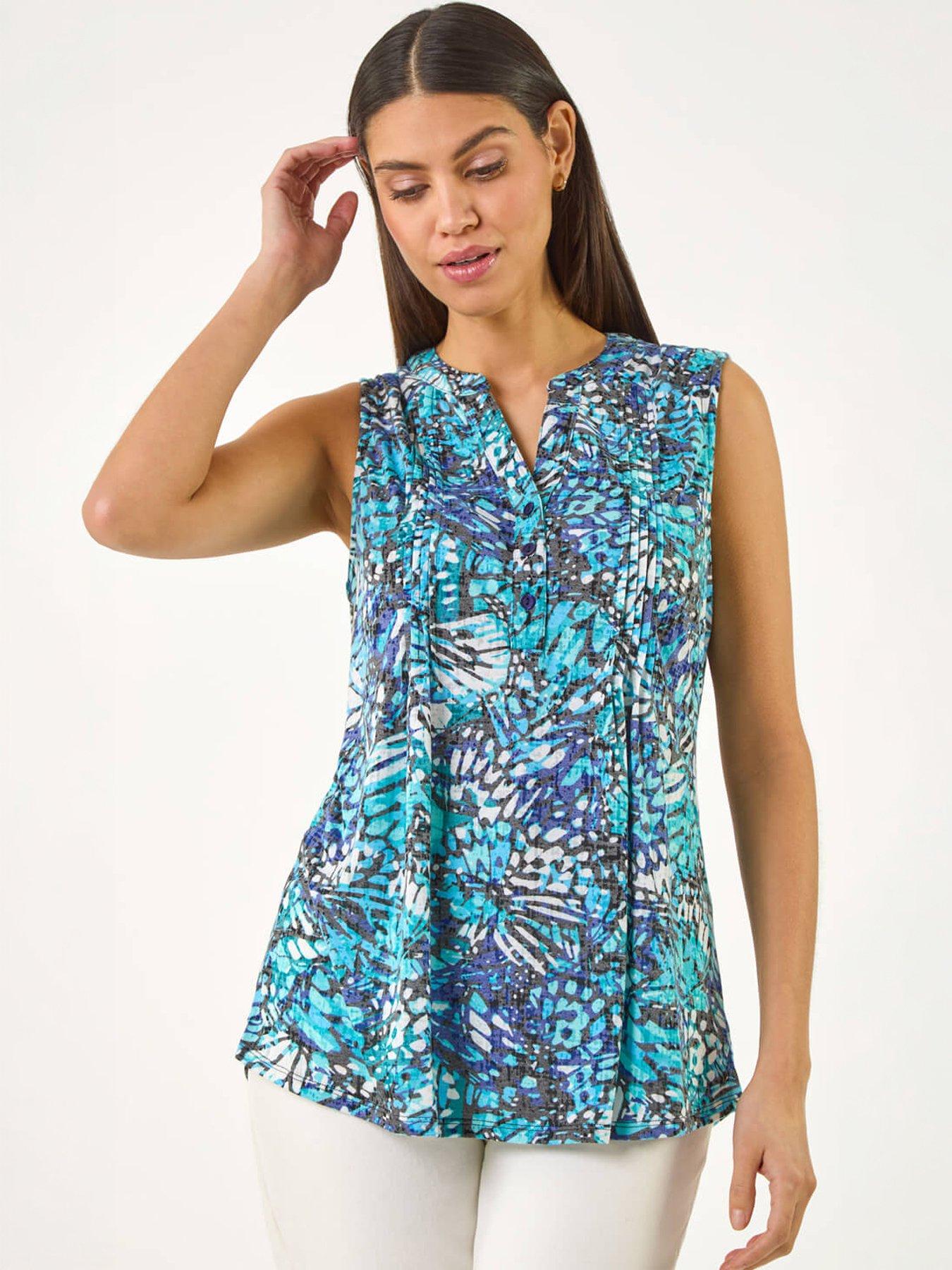Image 5 of 5 of Roman Abstract Burnout Print Vest Top