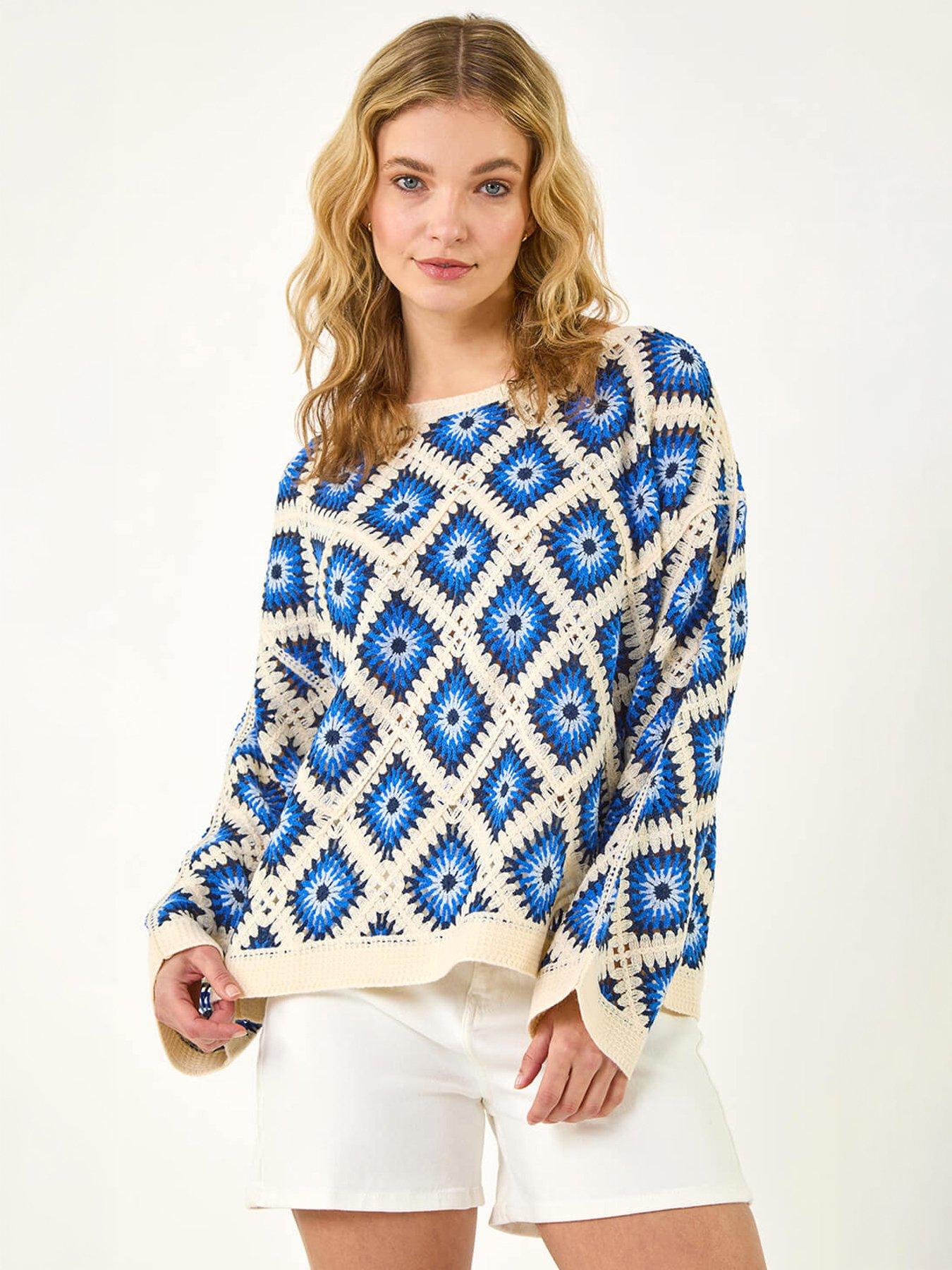 Image 3 of 5 of Roman Dusk Diamond Crochet Knit Top