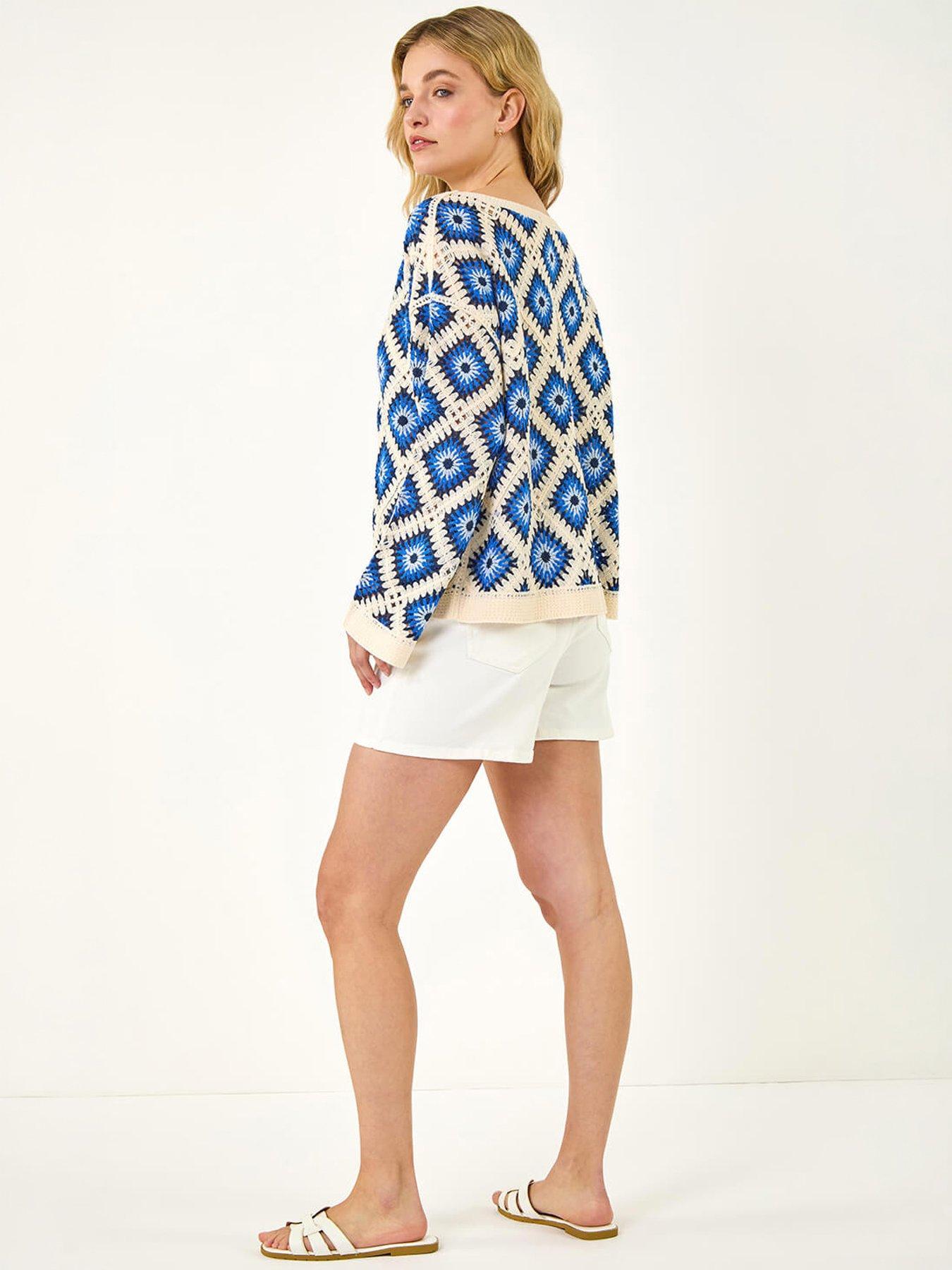 Image 4 of 5 of Roman Dusk Diamond Crochet Knit Top