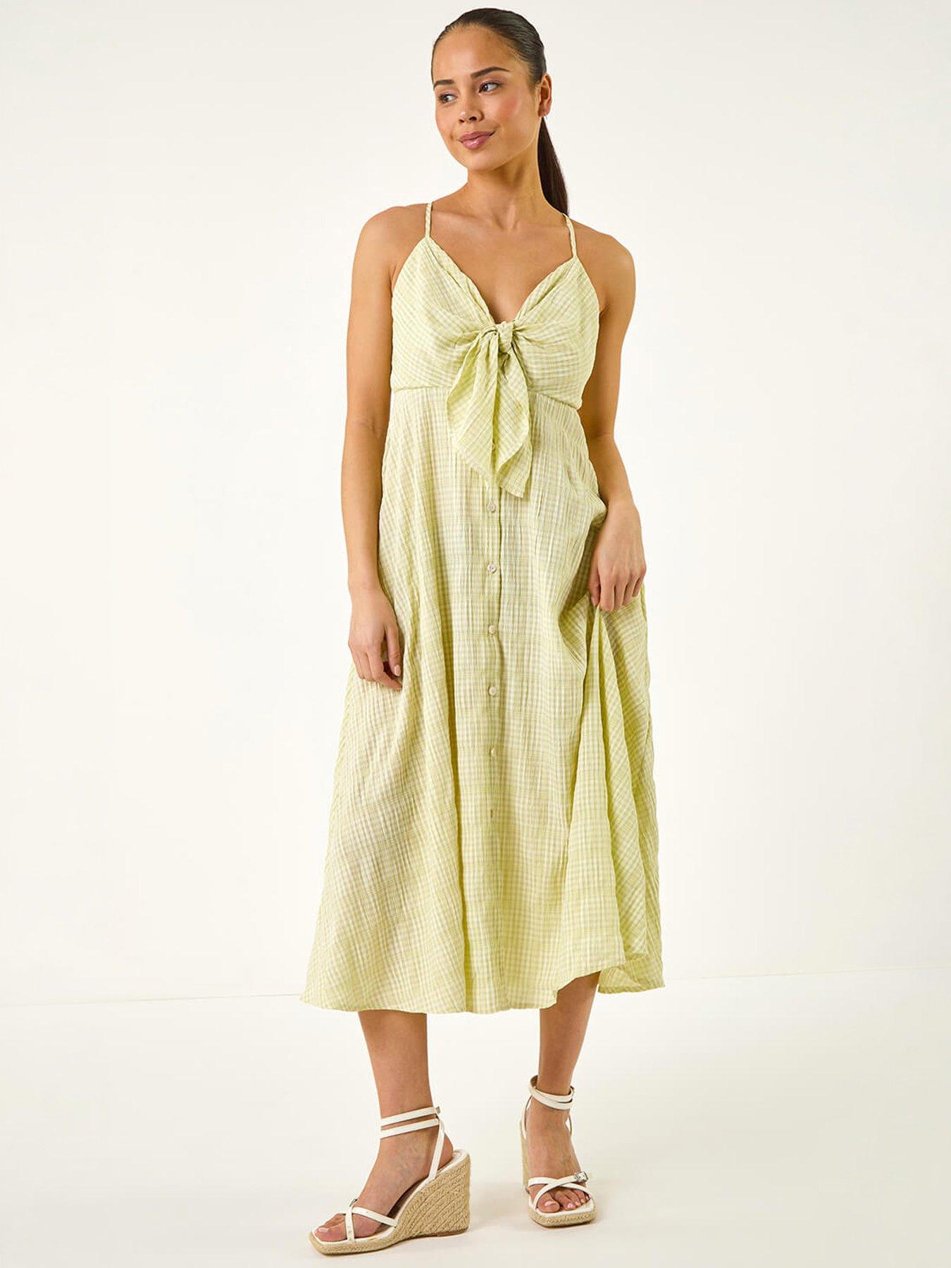 Image 5 of 5 of Roman Petite Gingham Twist Front Dress