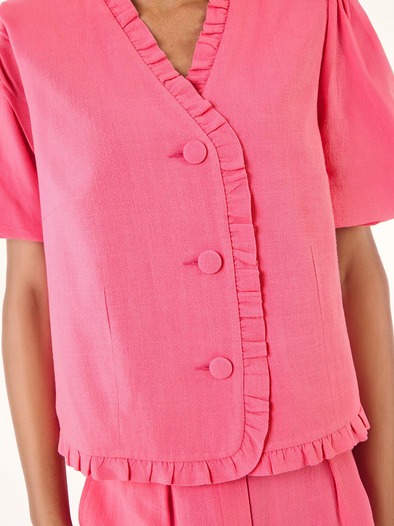 Image 2 of 5 of Roman Frill Linen Blend Button Jacket