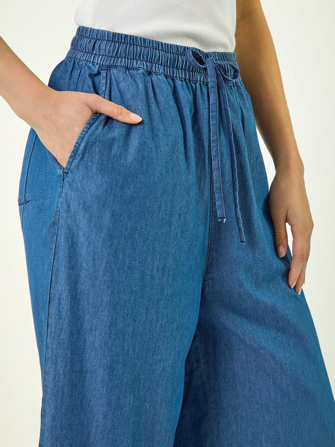Image 2 of 5 of Roman Petite Washed Denim Look Trouser
