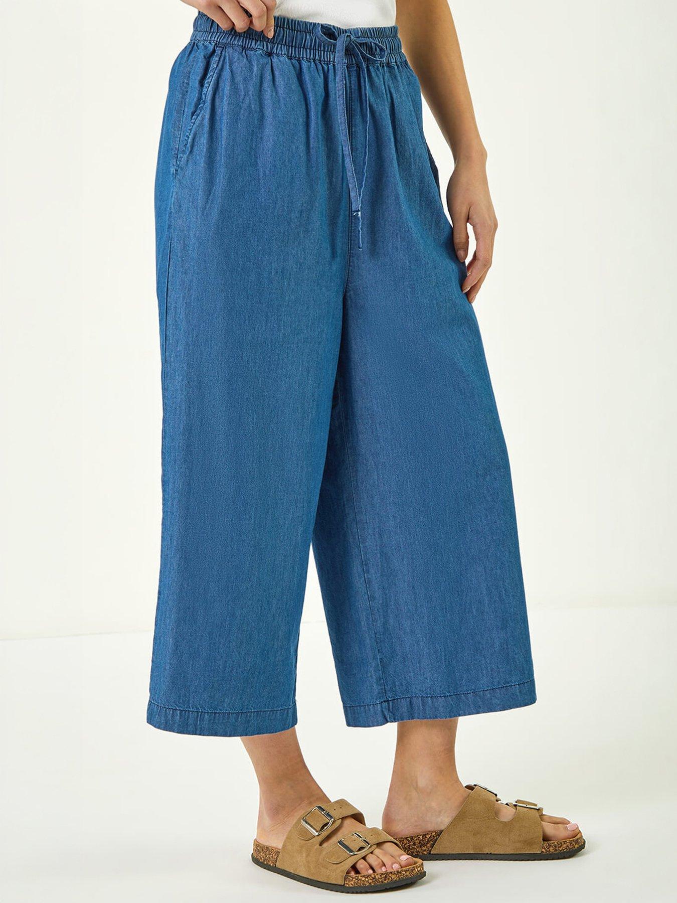Image 3 of 5 of Roman Petite Washed Denim Look Trouser