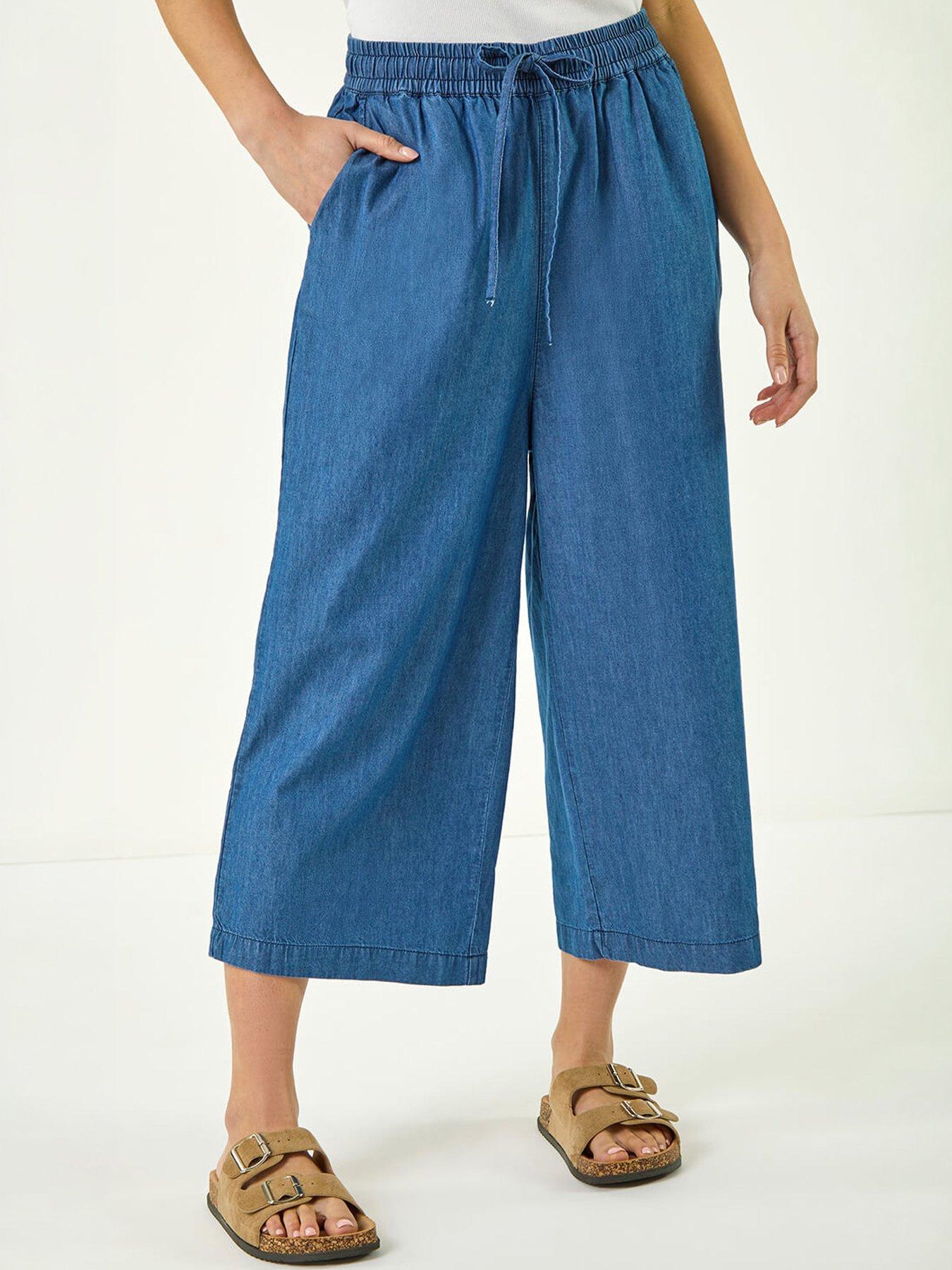 Image 4 of 5 of Roman Petite Washed Denim Look Trouser