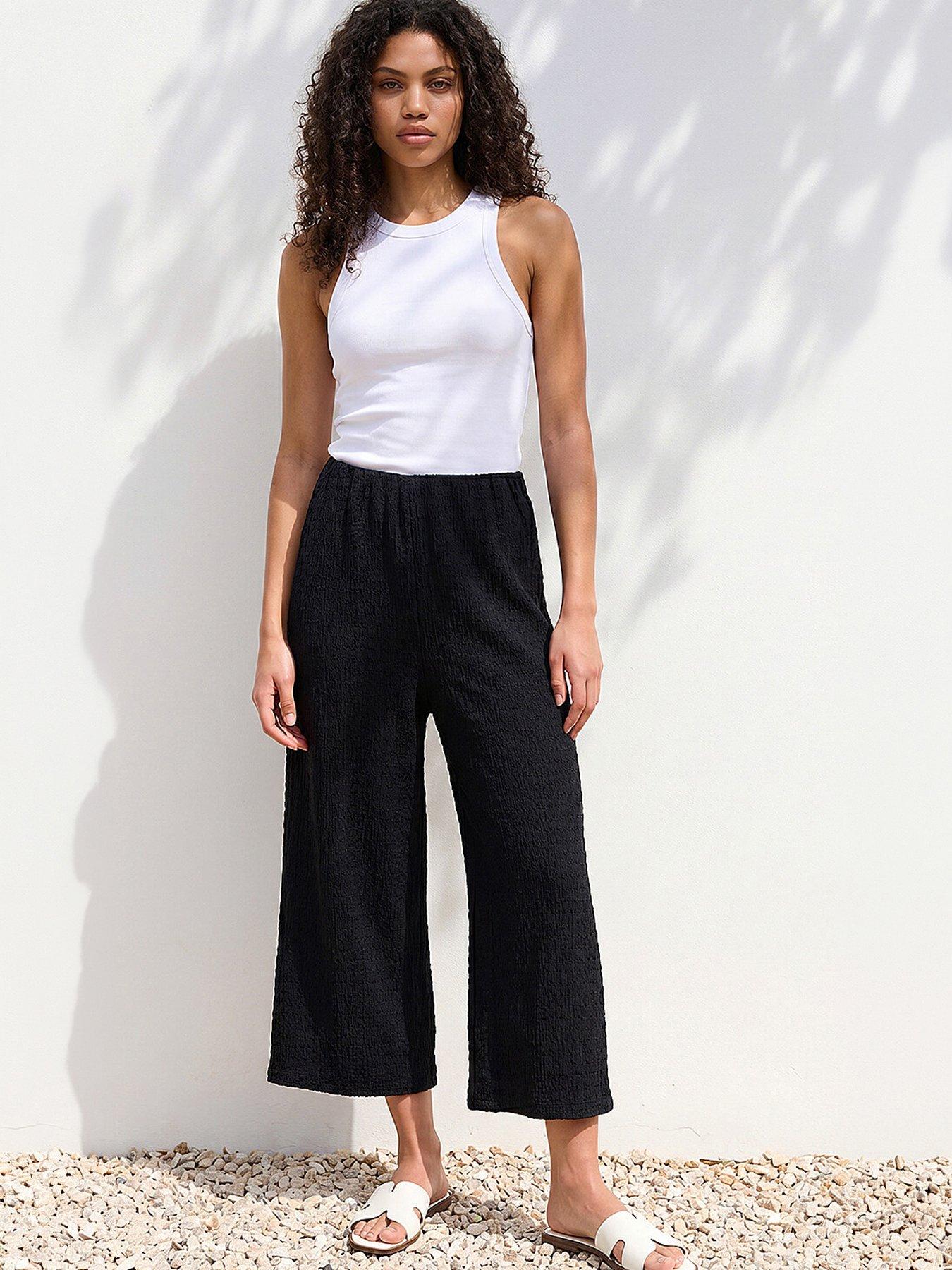 Roman Petite Textured Cropped Stretch Trouser