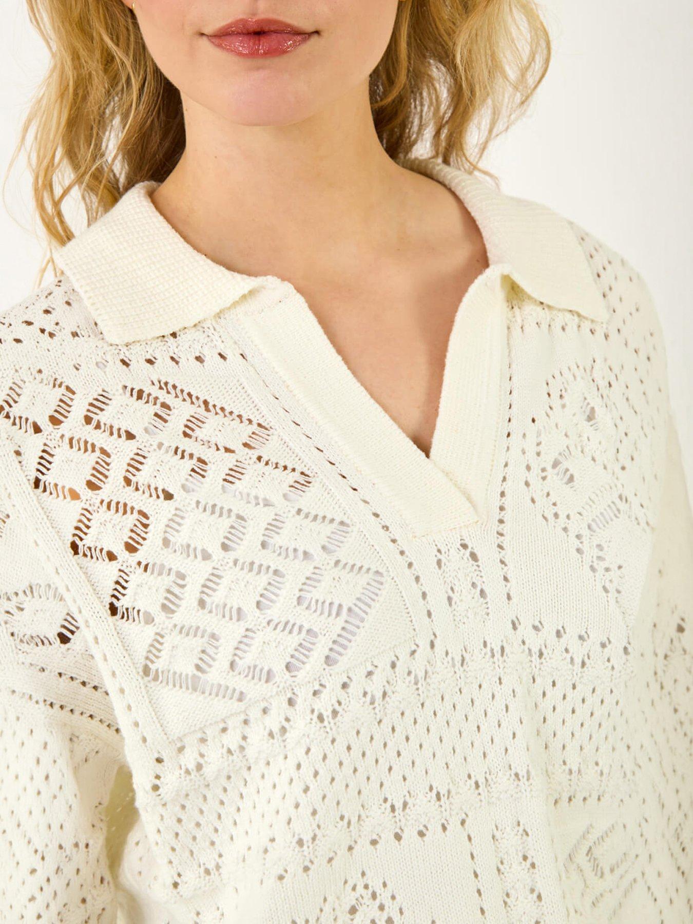 Image 2 of 5 of Roman Dusk Openwork Collared Knit Jumper