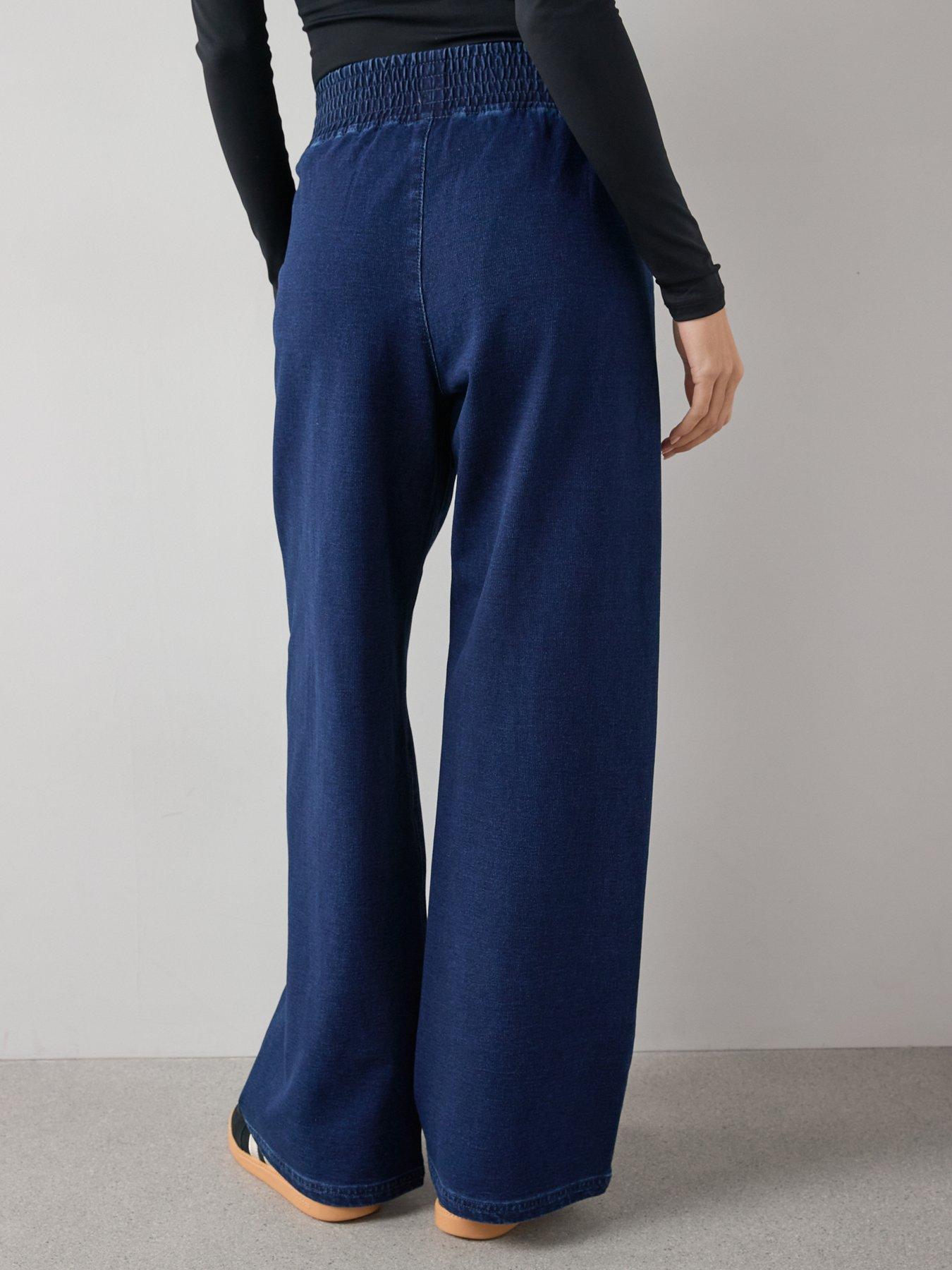 Image 2 of 7 of The Very Collection Denim Elasticated Wide Leg Jeans - Dark Wash