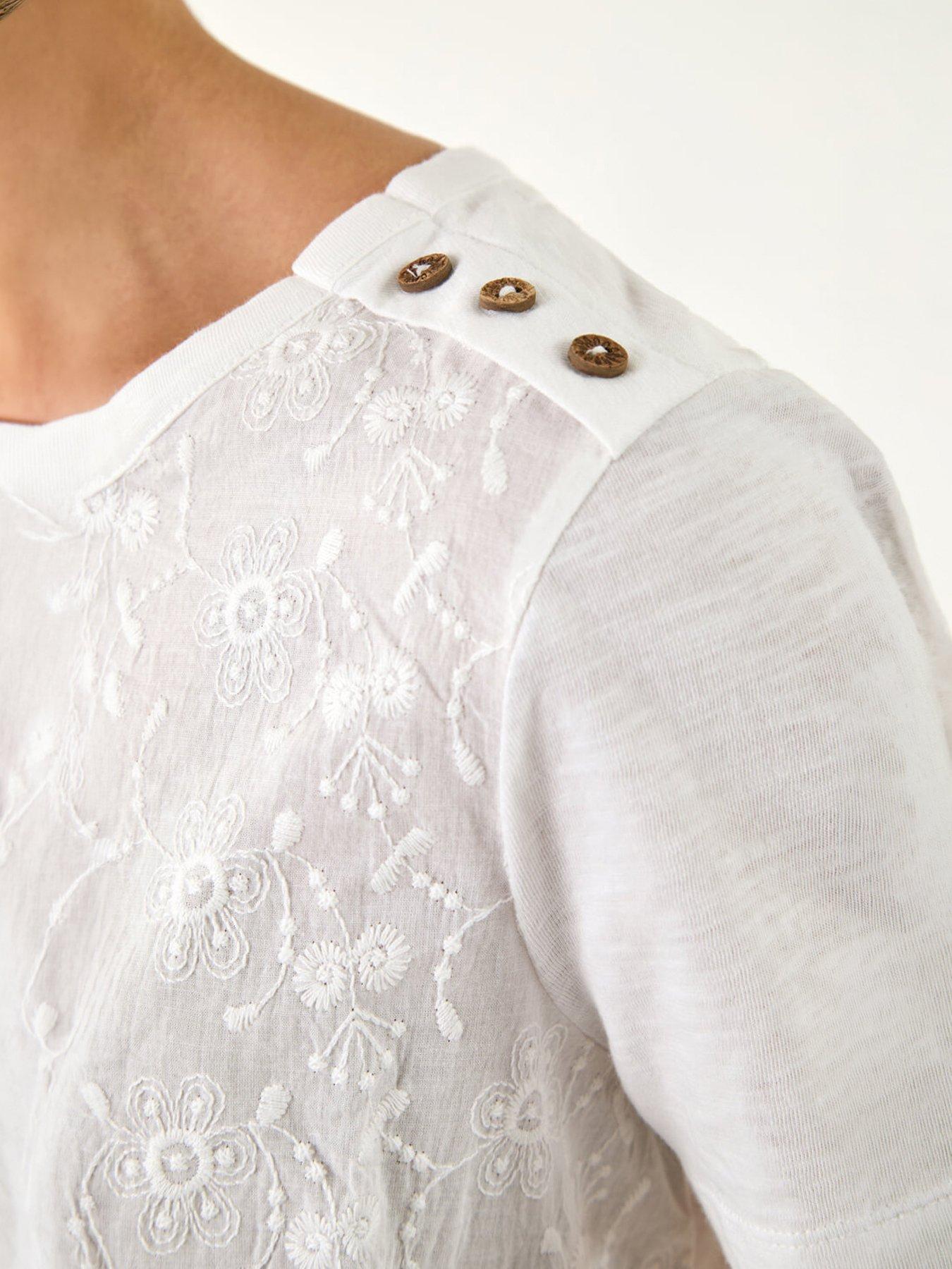 Image 2 of 5 of Roman Petite Contrast Embroidered Top