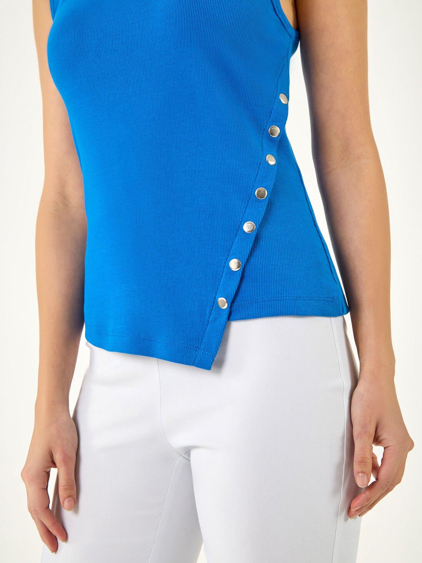 Image 2 of 5 of Roman Dusk Asymmetric Button Vest Top